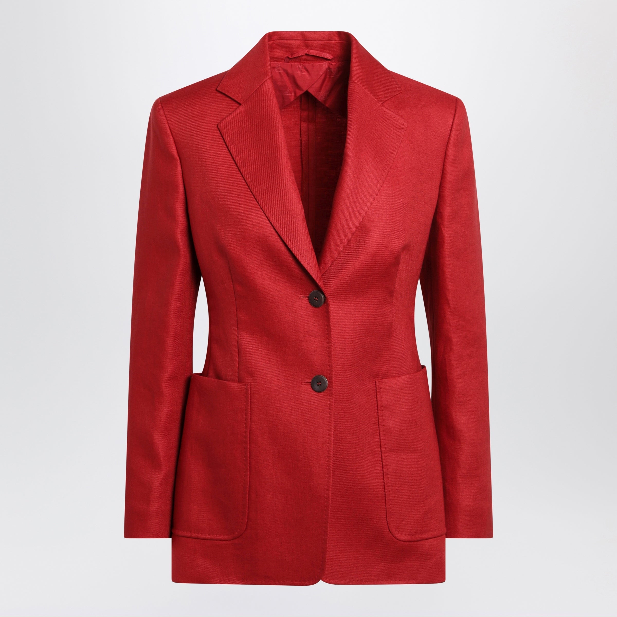 Max Mara Semi-Fitted Single-Breasted Blazer In Red Linen Women