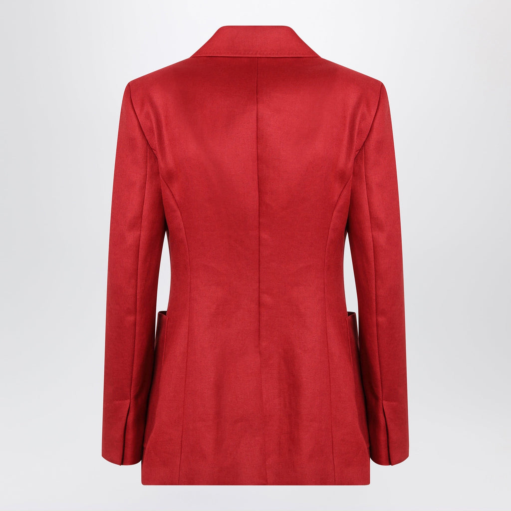 Max Mara Semi-Fitted Single-Breasted Blazer In Red Linen Women