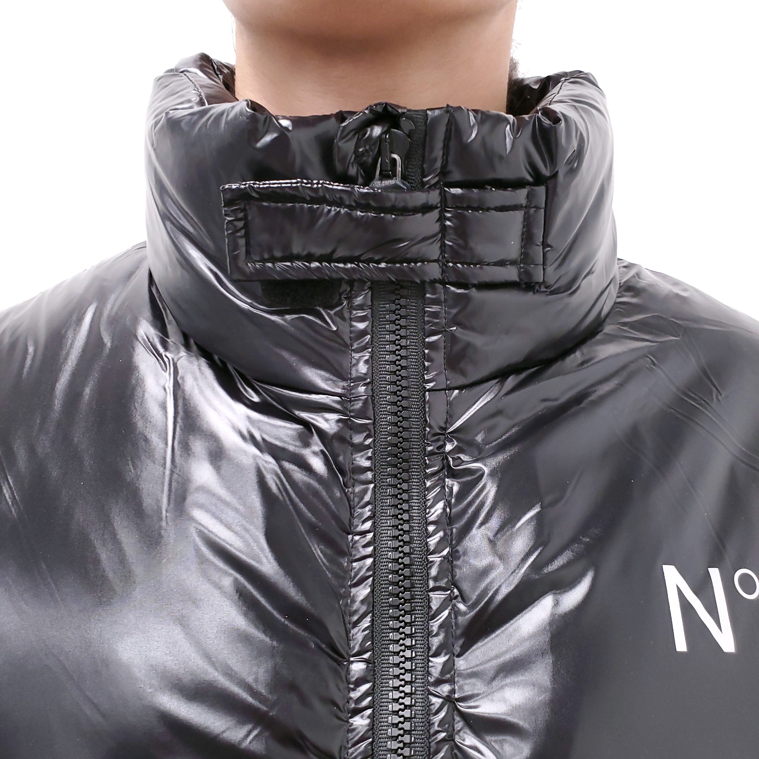 N°21 BLACK LOGO PUFFER JACKET - SIZE 14Y/XS