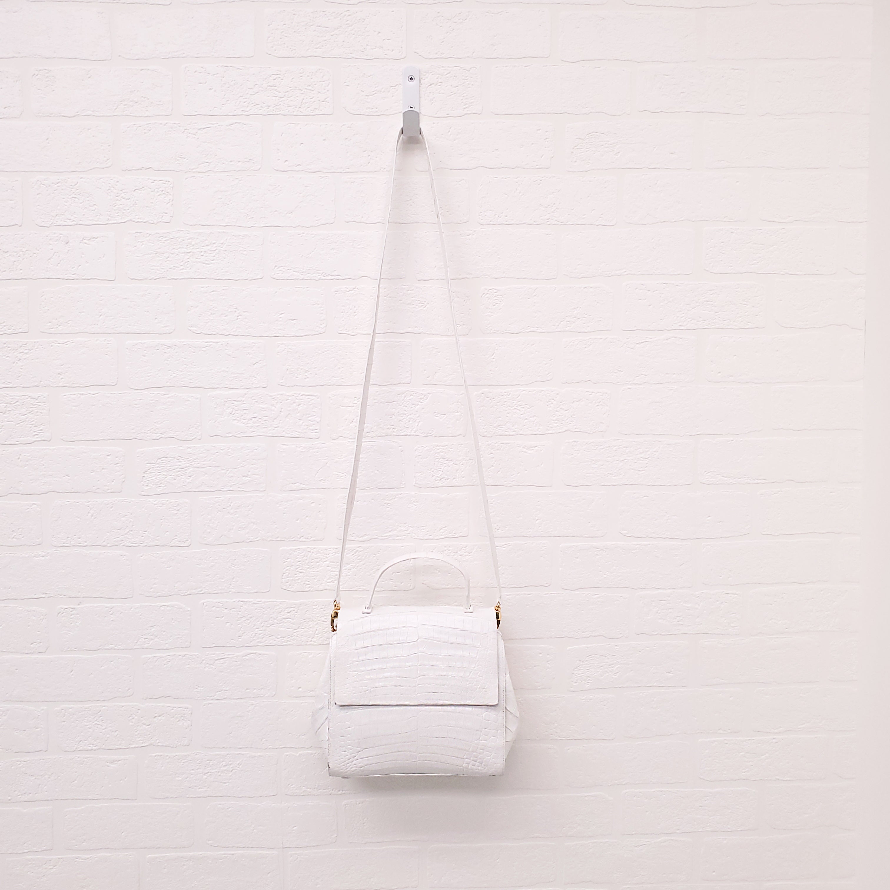 NANCY GONZALEZ WHITE CROCODILE CROSSBODY BAG