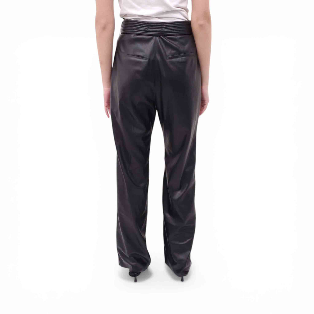 NANUSHKA BLACK VEGAN LEATHER PANTS WITH BELT - SIZE M