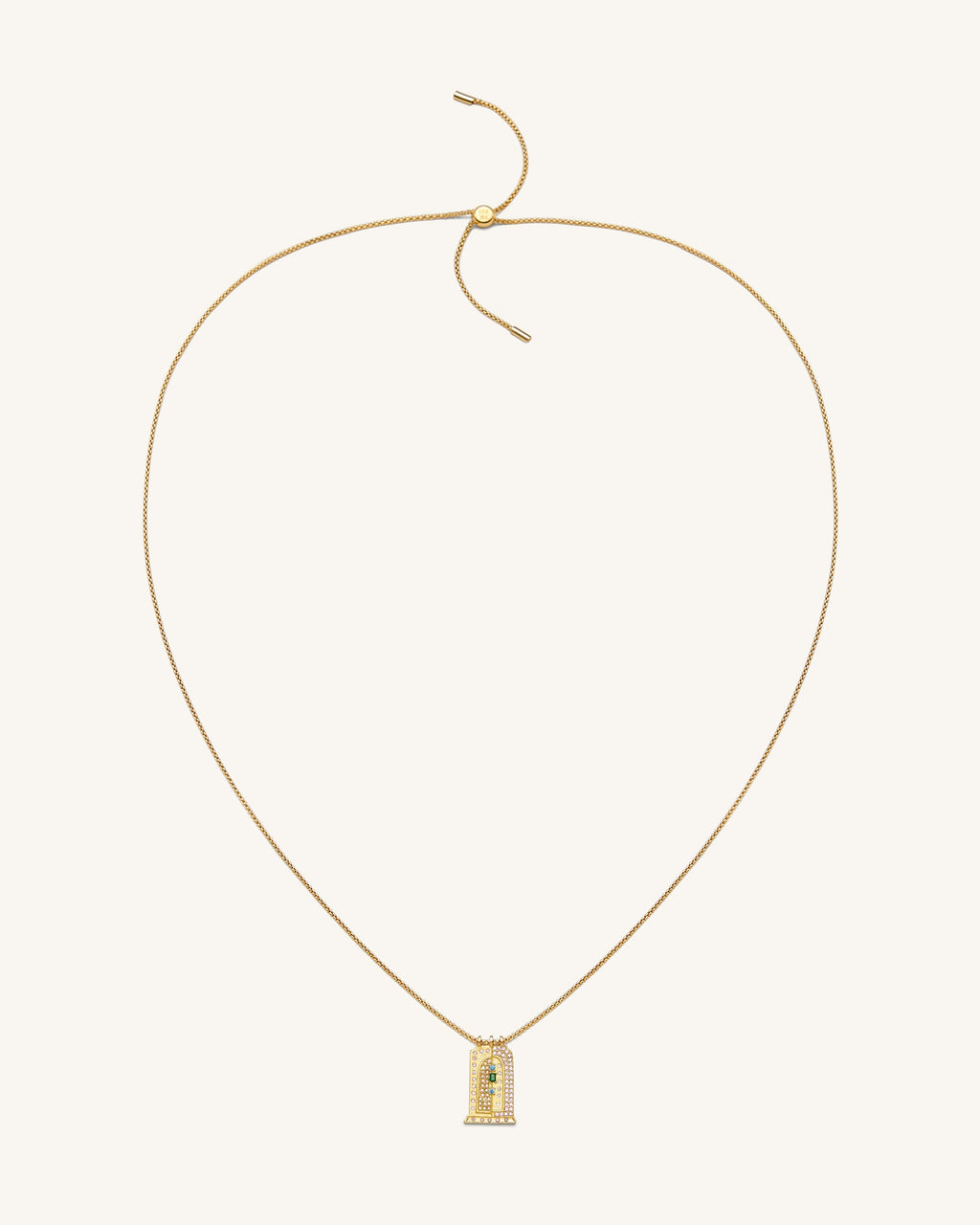 Roman Small Arch Pendant Necklace - 18ct Gold Plated & Multicolor Zircon