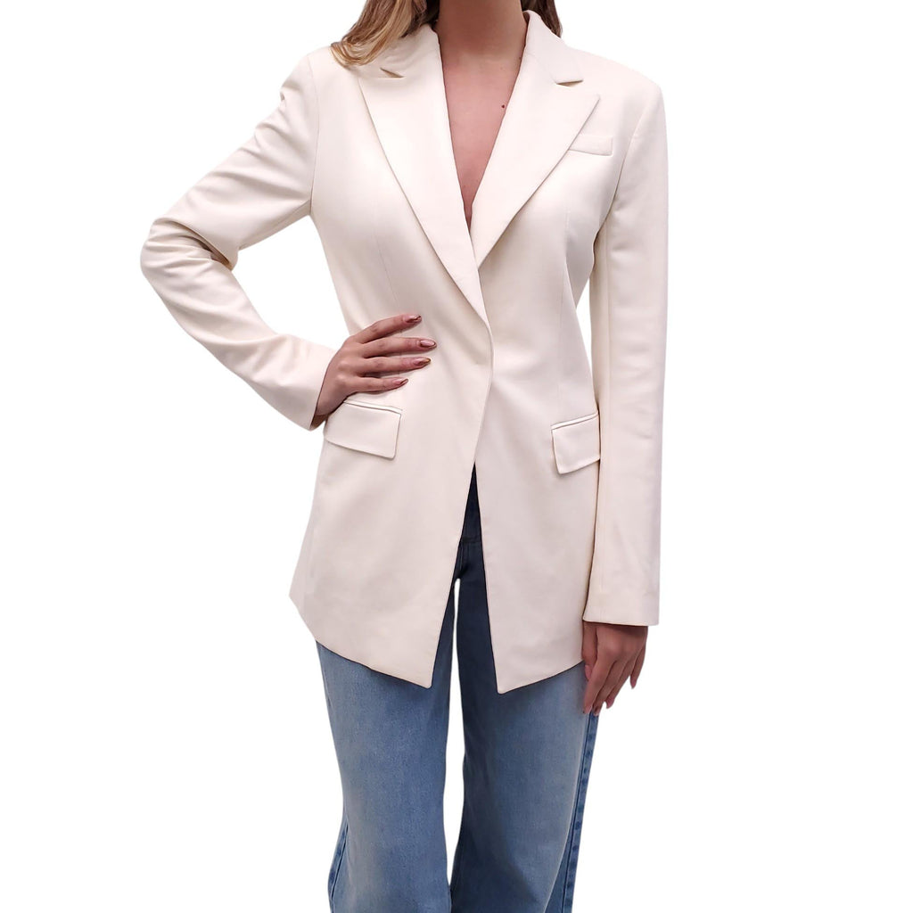 OSCAR DE LA RENTA CREAM BLAZER WITH BOW DETAIL - SIZE 2