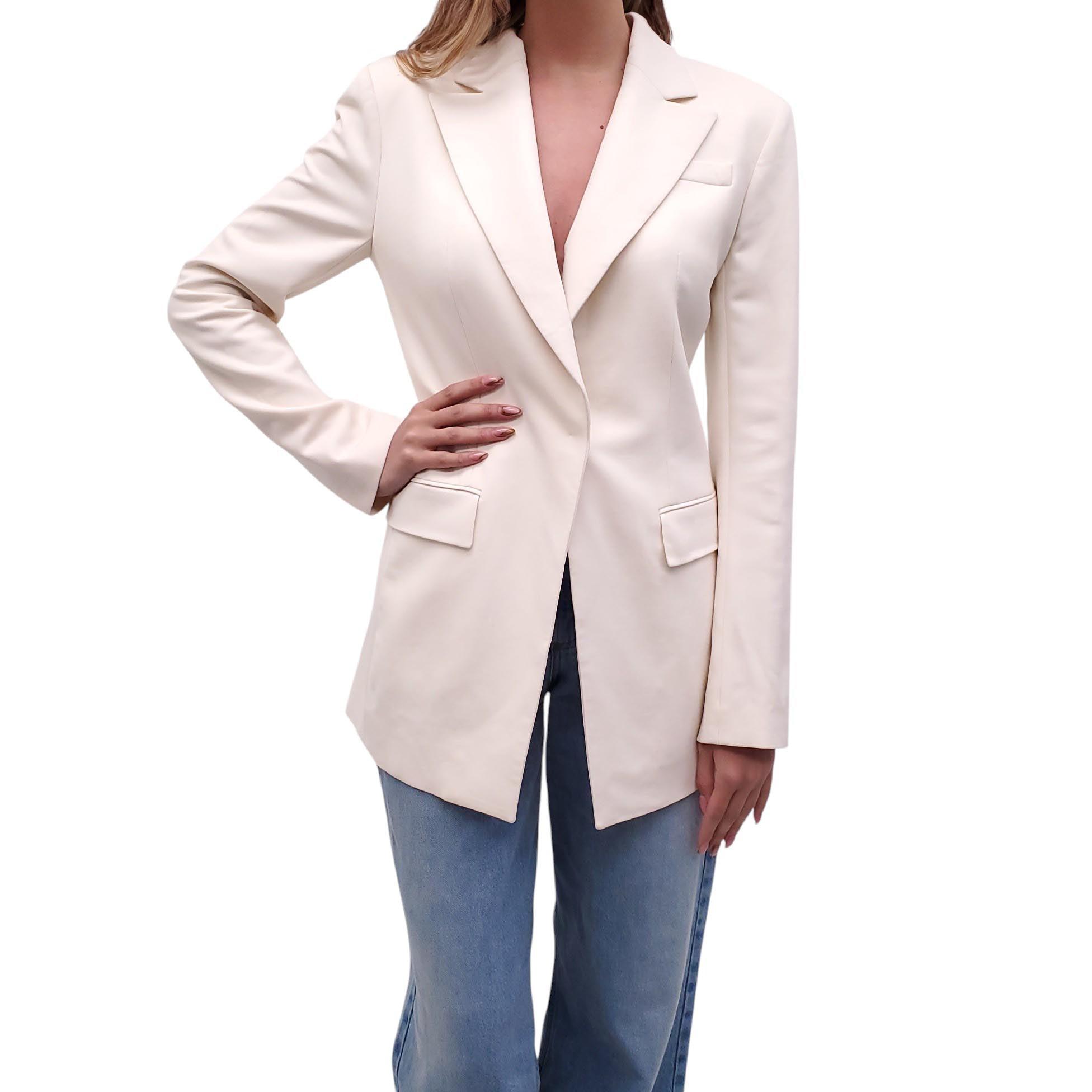 OSCAR DE LA RENTA CREAM BLAZER WITH BOW DETAIL - SIZE 2