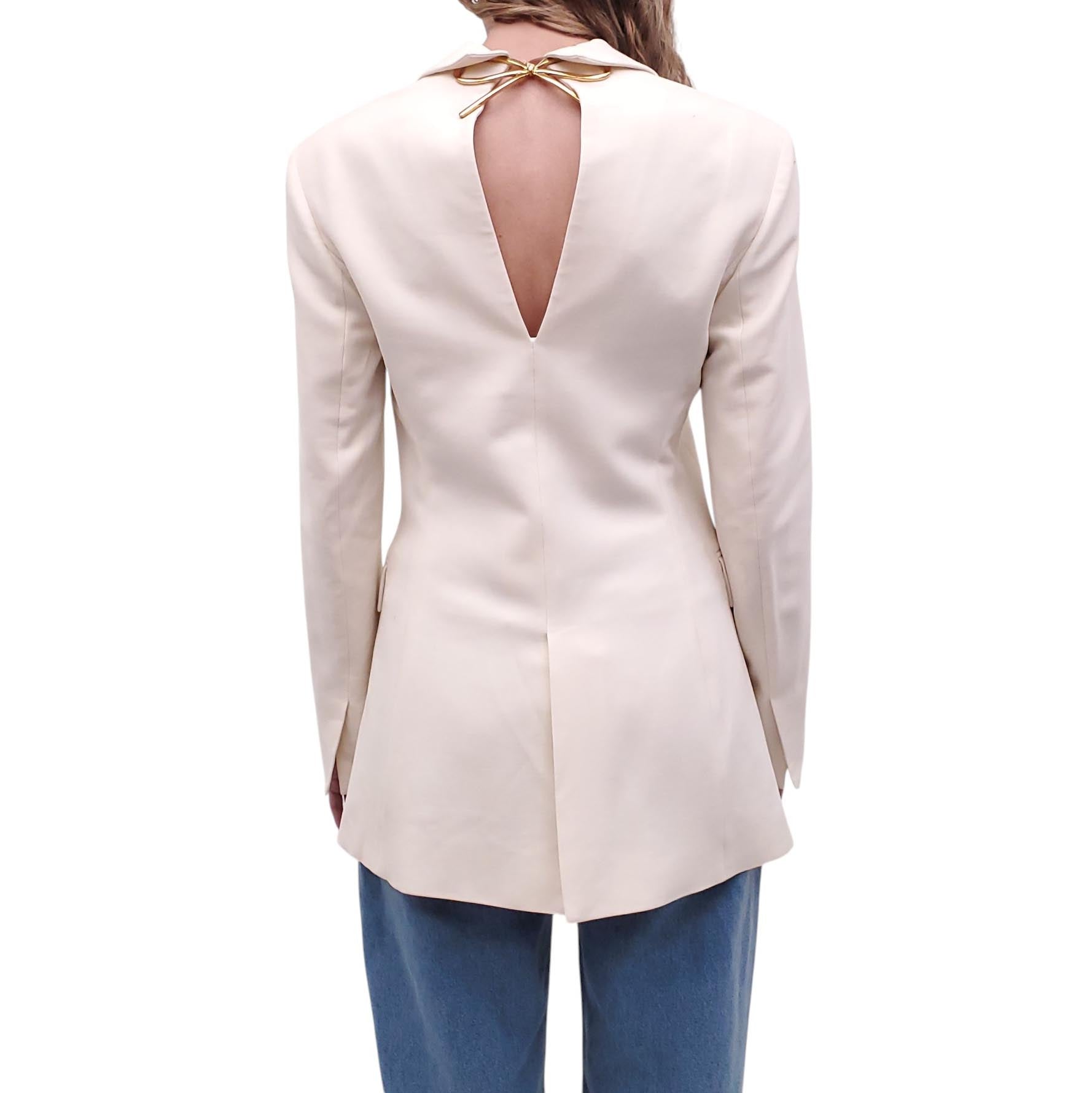 OSCAR DE LA RENTA CREAM BLAZER WITH BOW DETAIL - SIZE 2