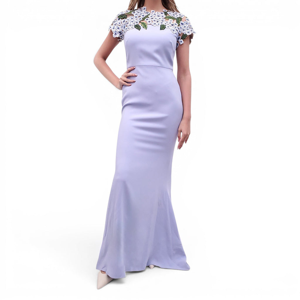 OSCAR DE LA RENTA HYDRANGEA THREADWORK EMBROIDERED GOWN  - SIZE 2