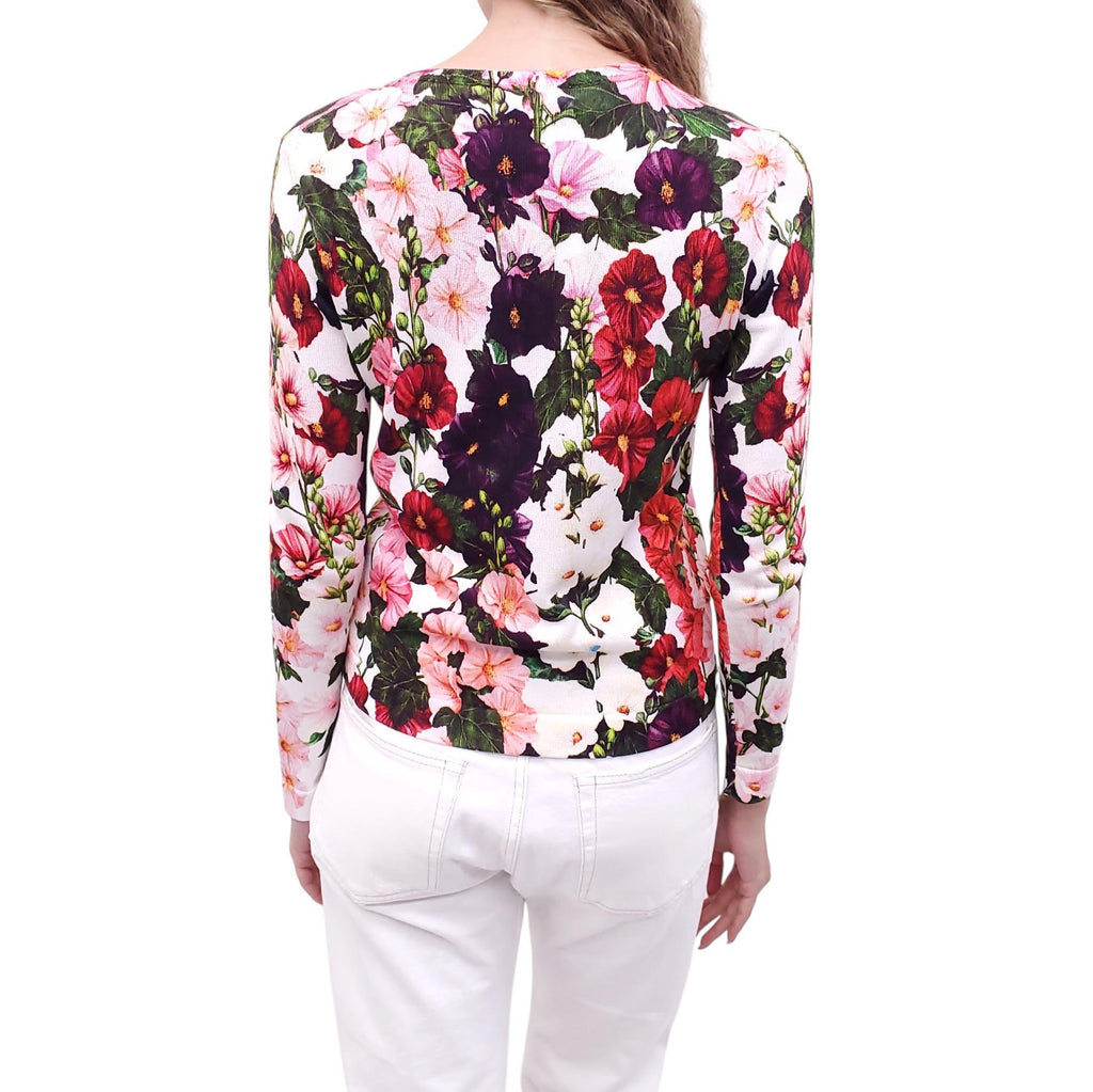 OSCAR DE LA RENTA MULTI-COLOURED FLORAL CARDIGAN - SIZE XS