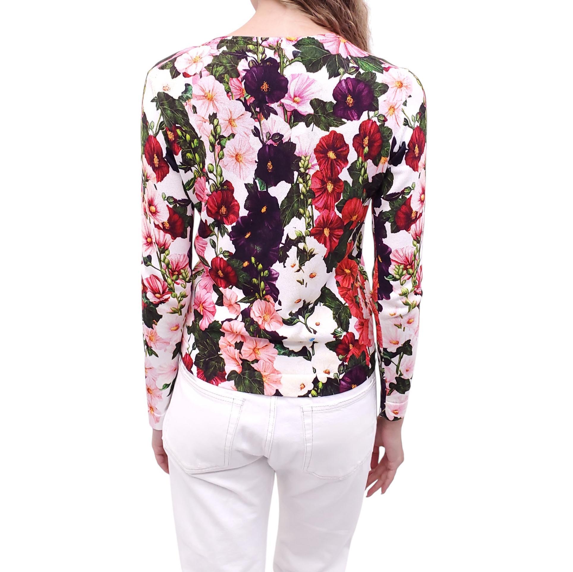 OSCAR DE LA RENTA MULTI-COLOURED FLORAL CARDIGAN - SIZE XS