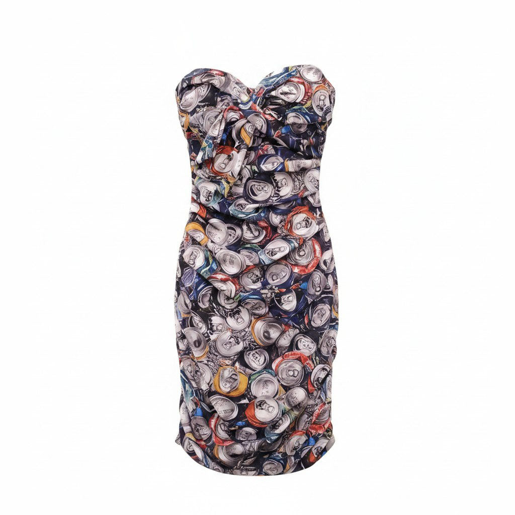MOSCHINO COUTURE SODA CAN PRINTED GRAPHIC DRESS - SIZE 4