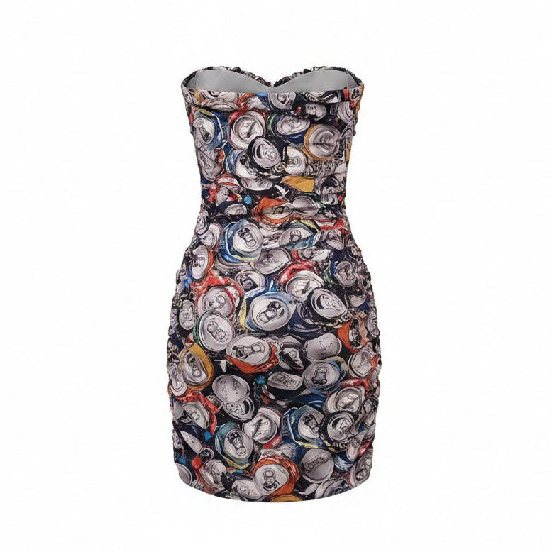 MOSCHINO COUTURE SODA CAN PRINTED GRAPHIC DRESS - SIZE 4