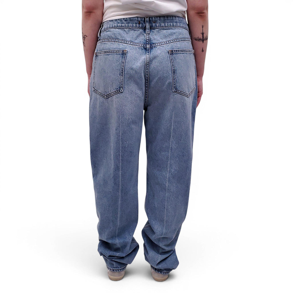 OSSOU LIGHT WASH 'NOON' CREASED JEANS - SIZE 32