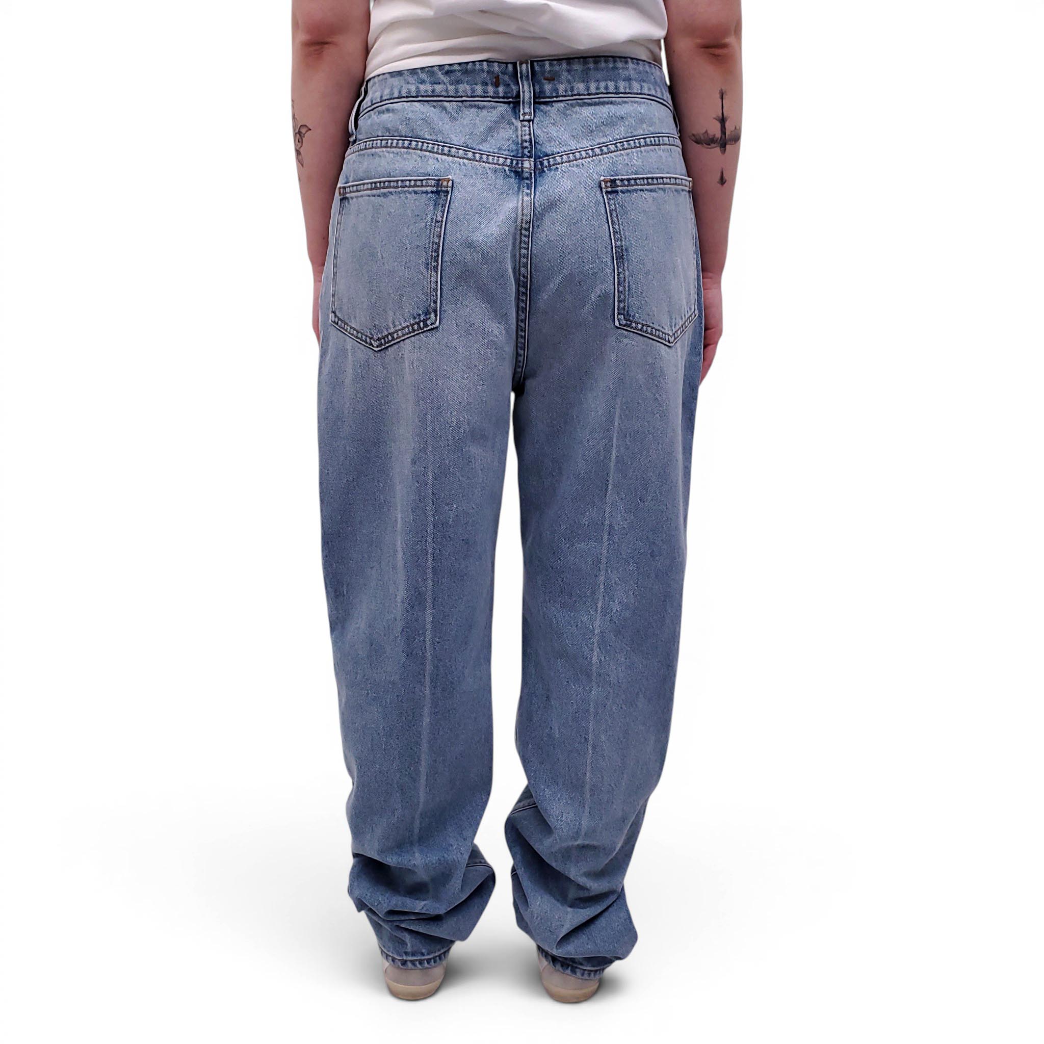 OSSOU LIGHT WASH 'NOON' CREASED JEANS - SIZE 32