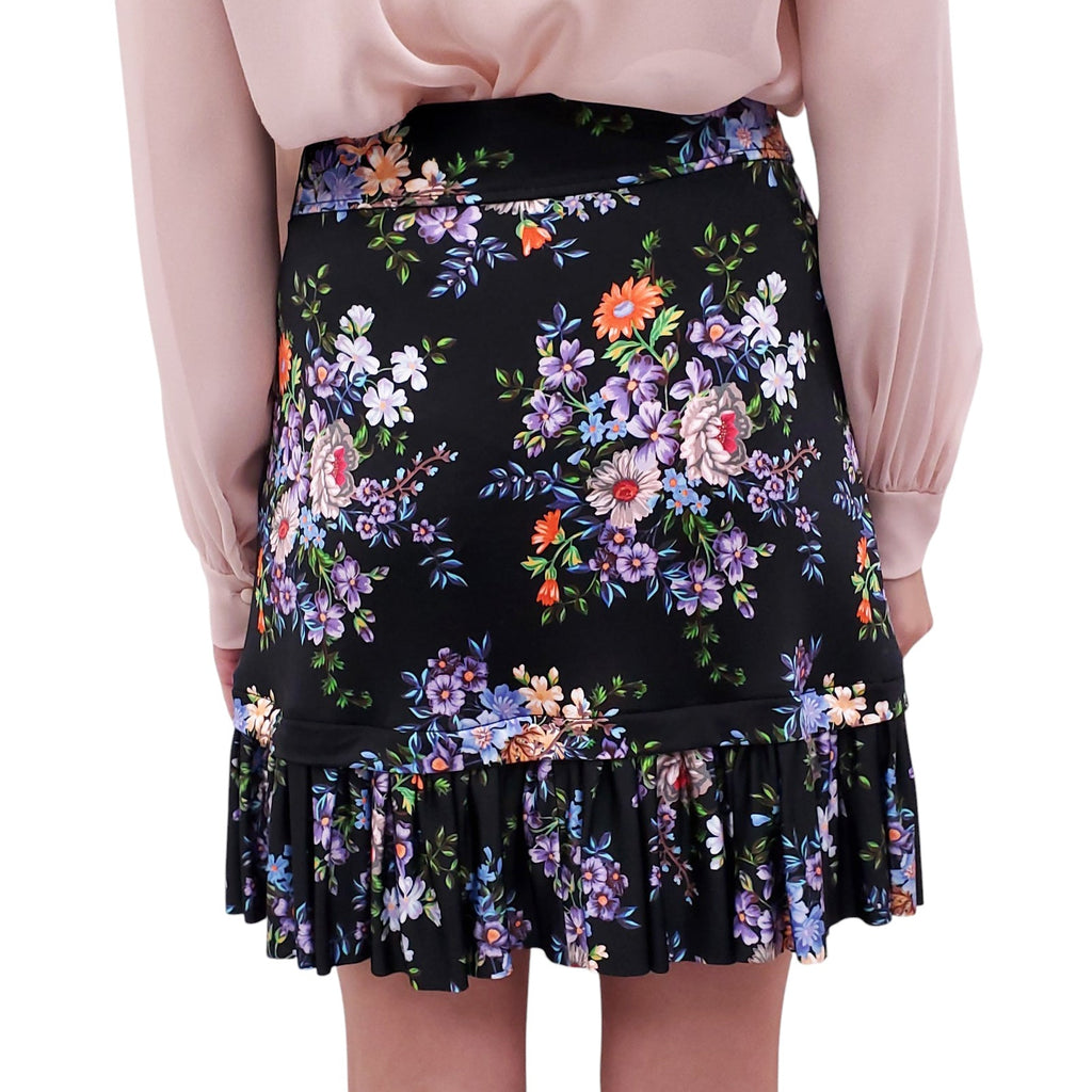 PACO RABANNE BLACK FLORAL SKIRT - SIZE 38
