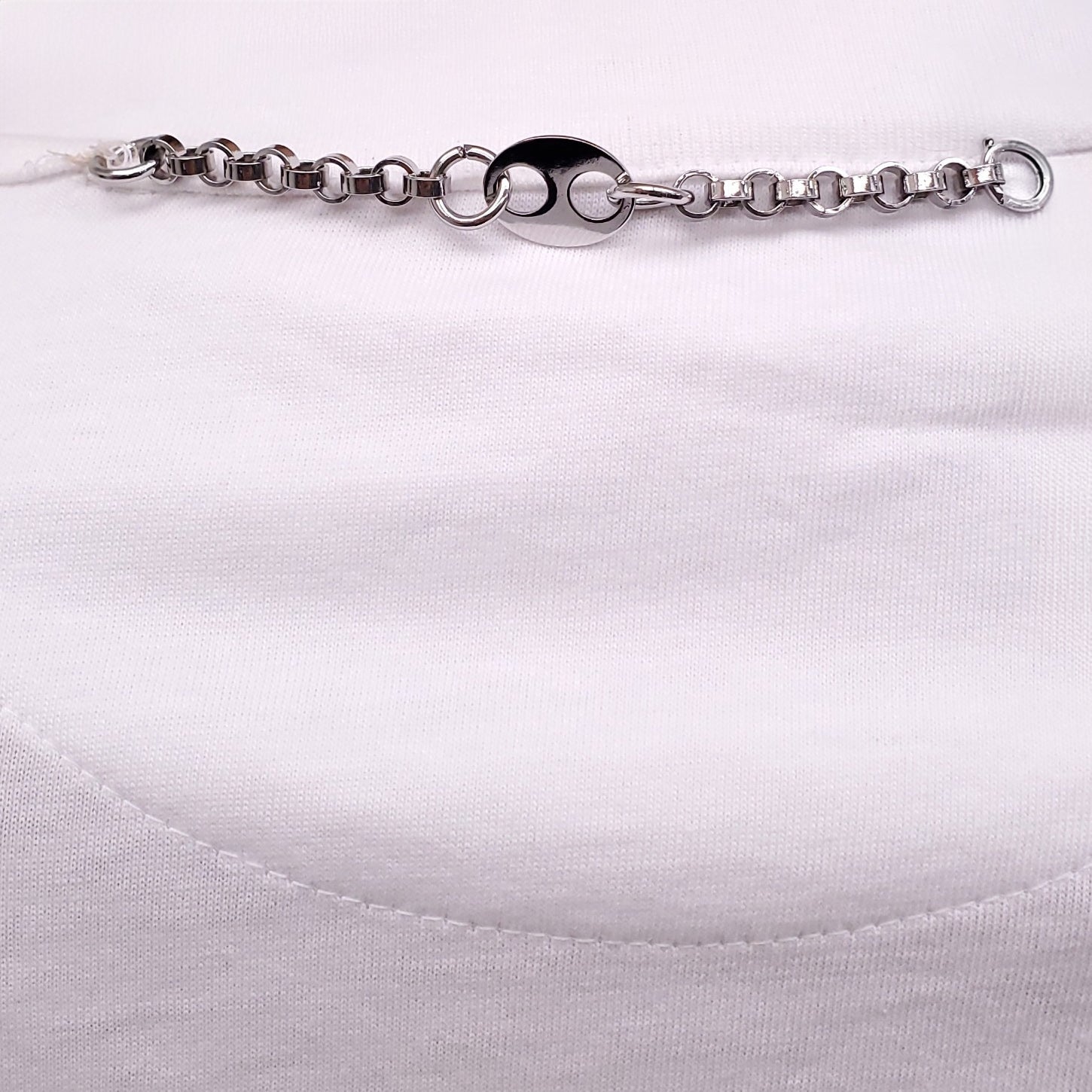 PACO RABANNE WHITE AND SILVER SEQUIN T-SHIRT - SIZE M