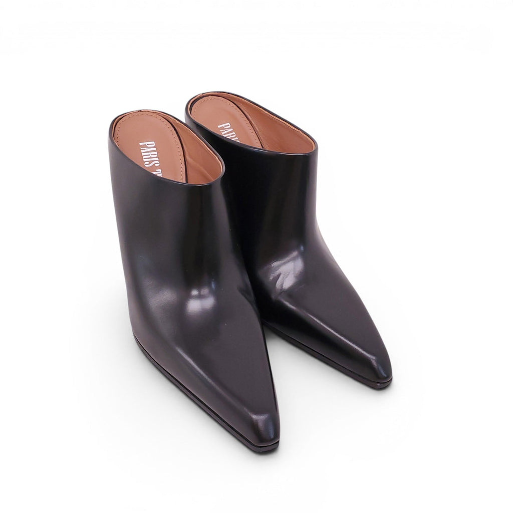 PARIS TEXAS BLACK HEELED MULES - SIZE 38.5