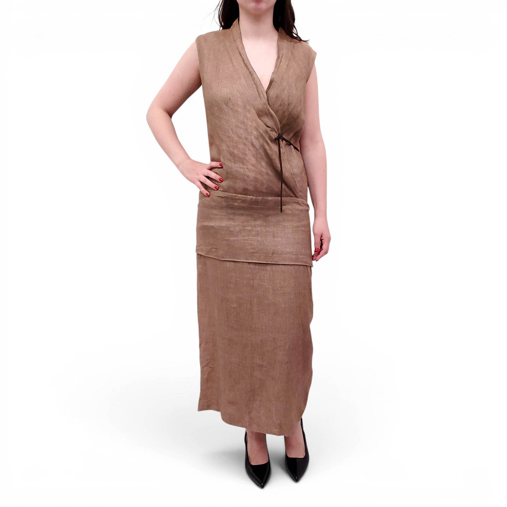 PAUL HARDY BROWN WRAP DRESS - SIZE 8