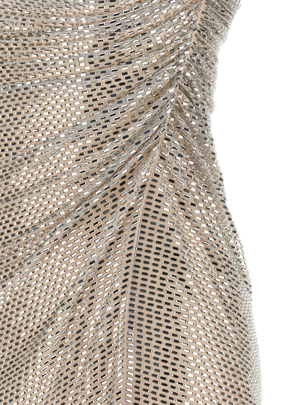 Self Portrait Women 'Champagne Rhinestone Draped Mini' Dress