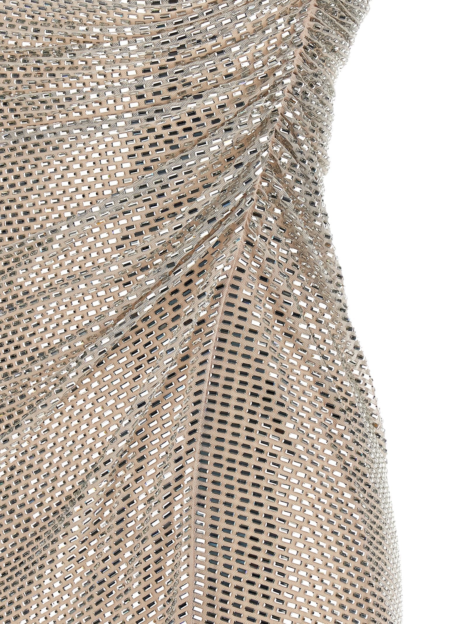 Self Portrait Women 'Champagne Rhinestone Draped Mini' Dress
