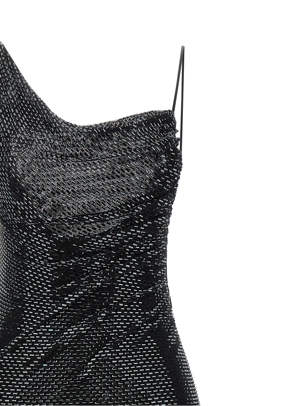 Self Portrait Women 'Black Rhinestone Draped Maxi' Dress