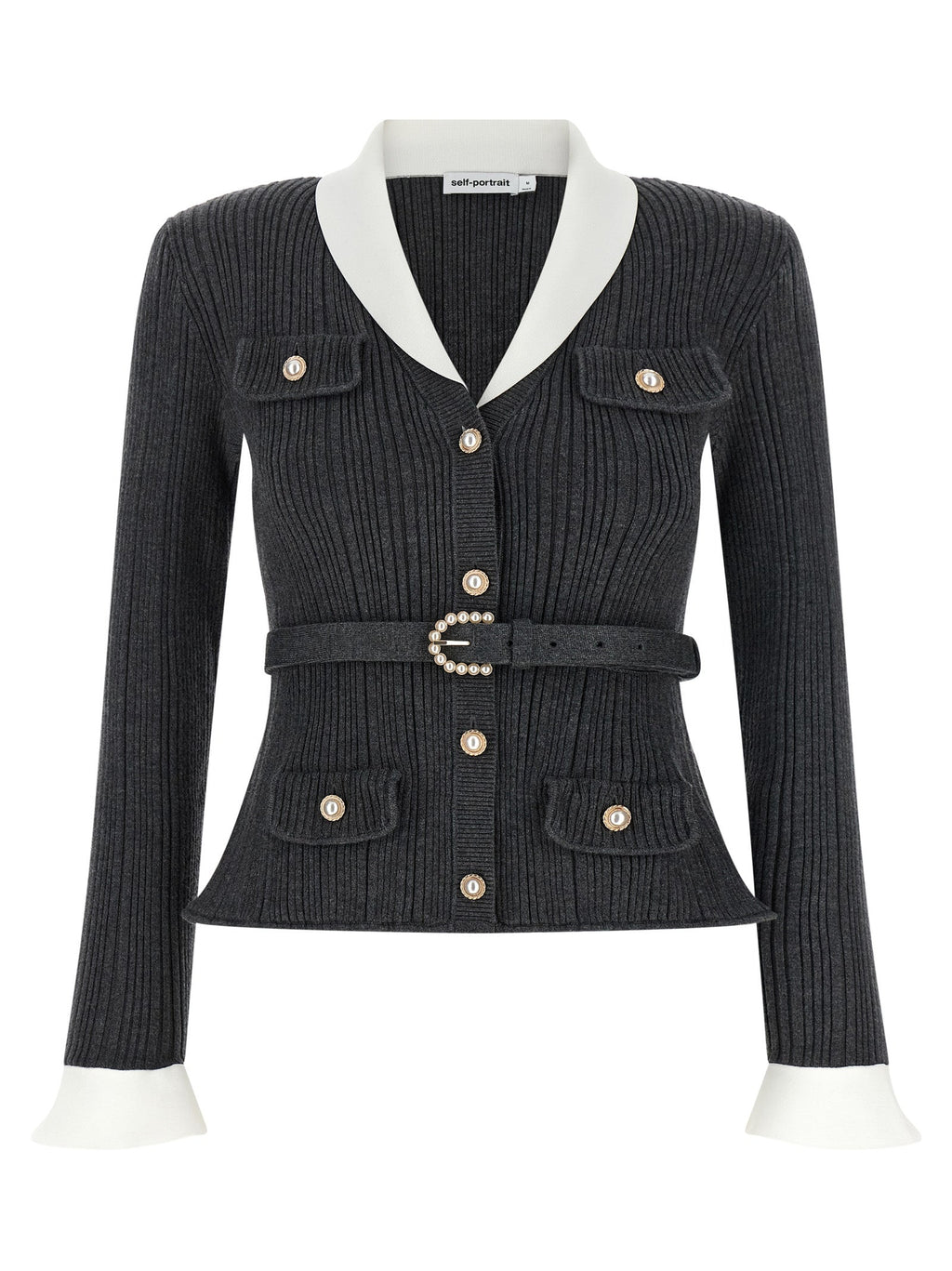 Self Portrait Women Ribbed Cardigan