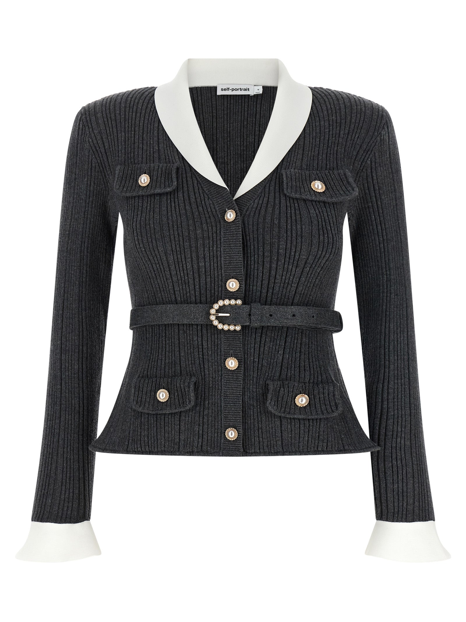 Self Portrait Women Ribbed Cardigan