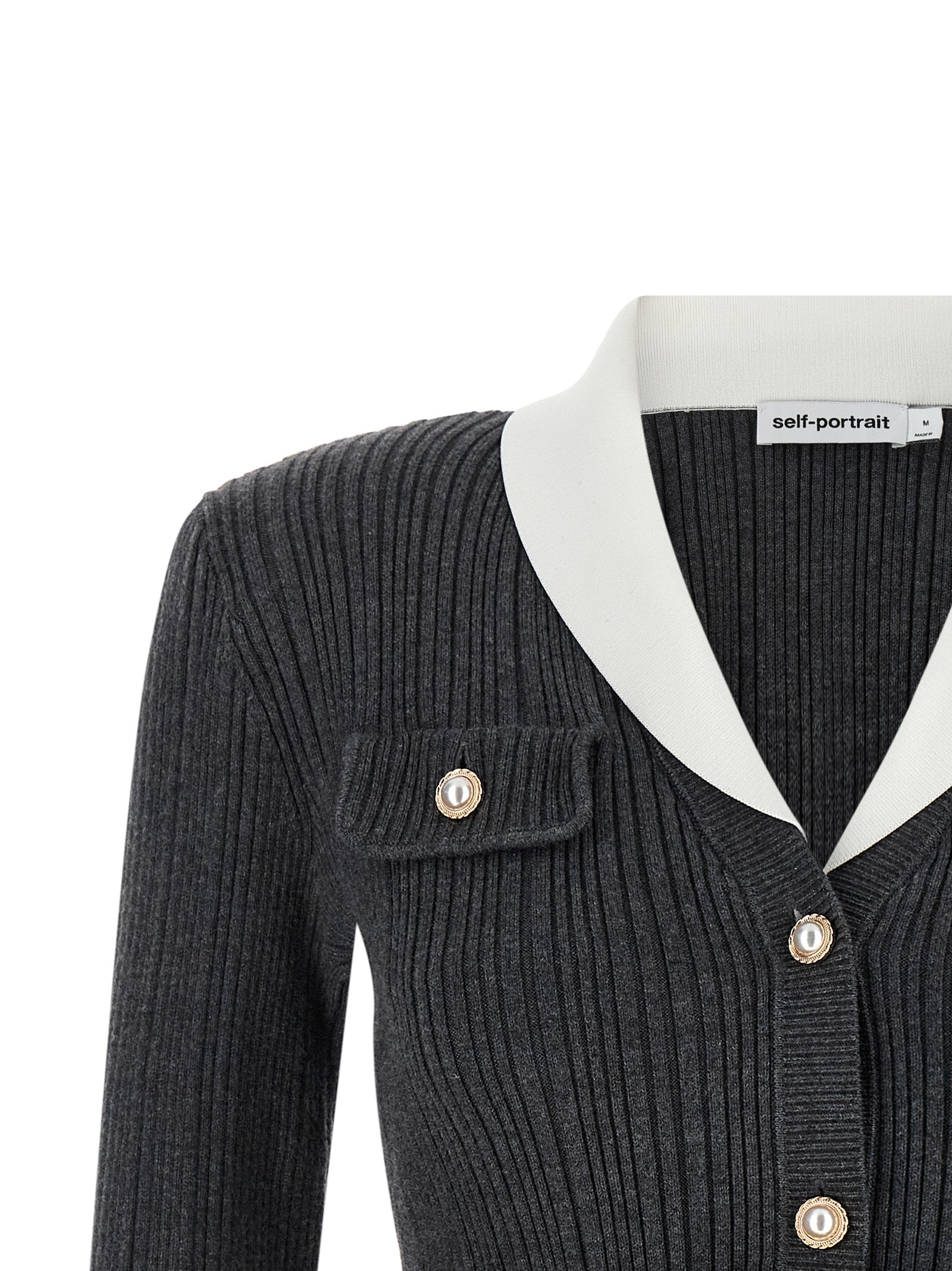 Self Portrait Women Ribbed Cardigan