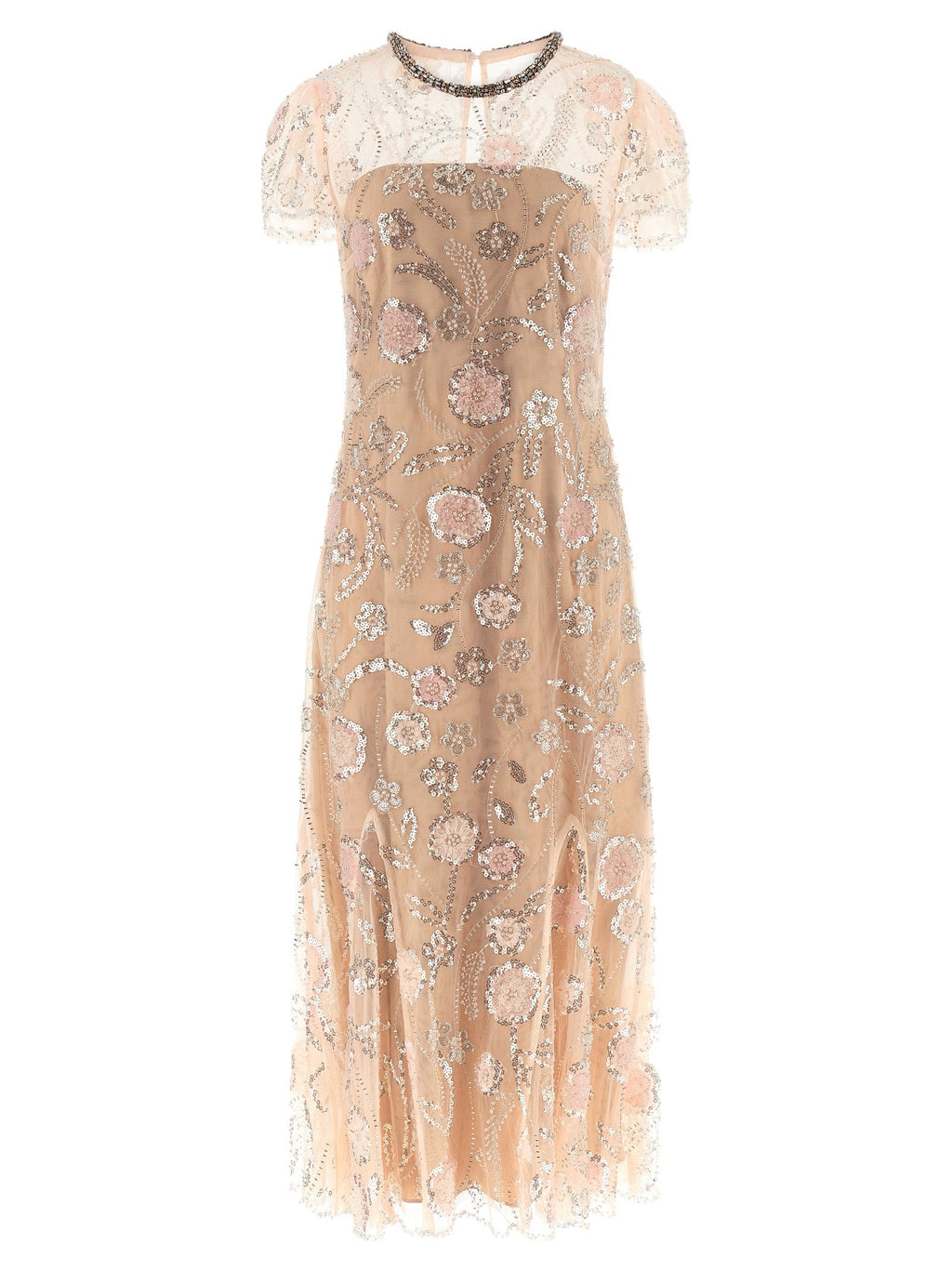 Self Portrait Women 'Pink Flower Sequin Embellished Midi' Dress