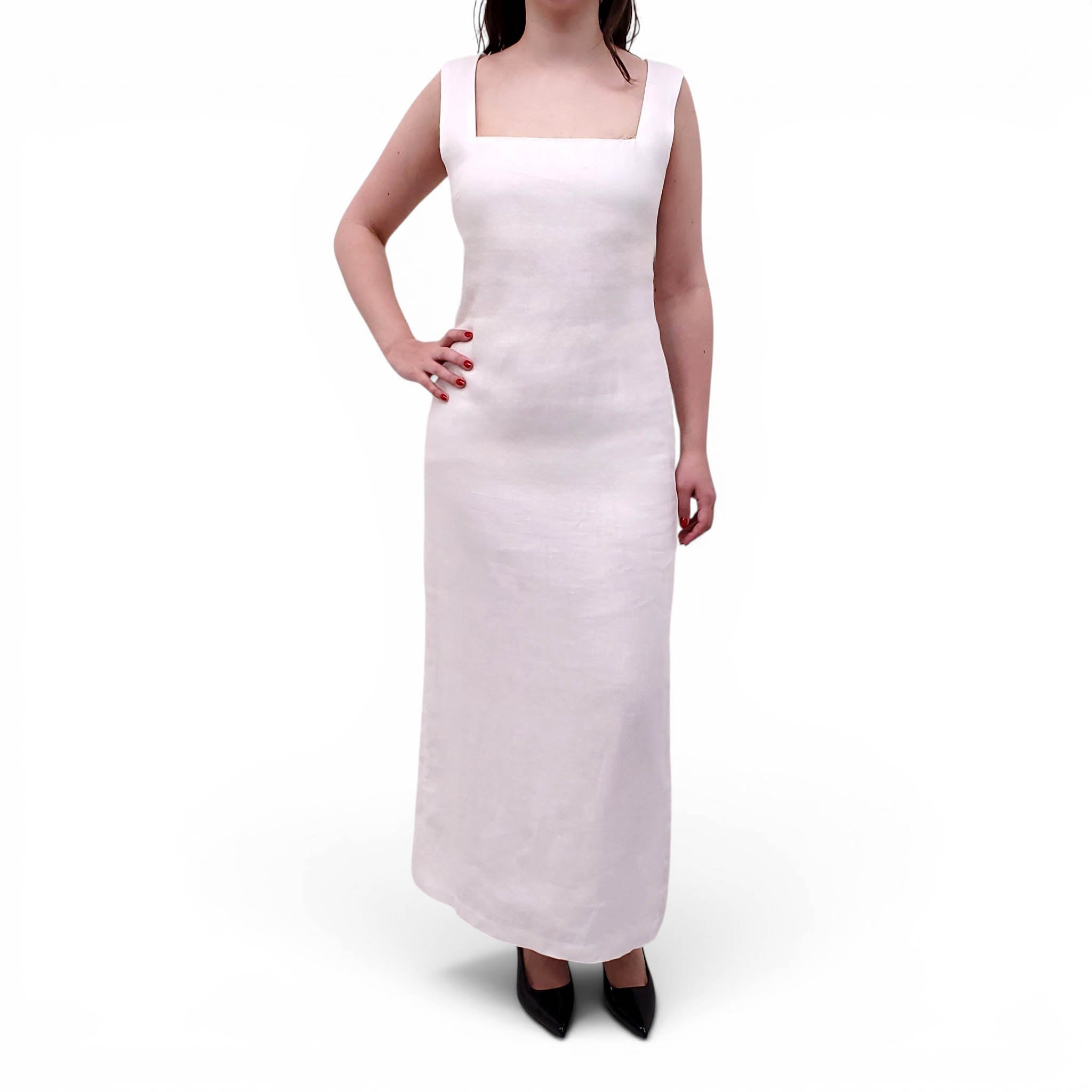 POSSE WHITE LINEN DRESS - SIZE L