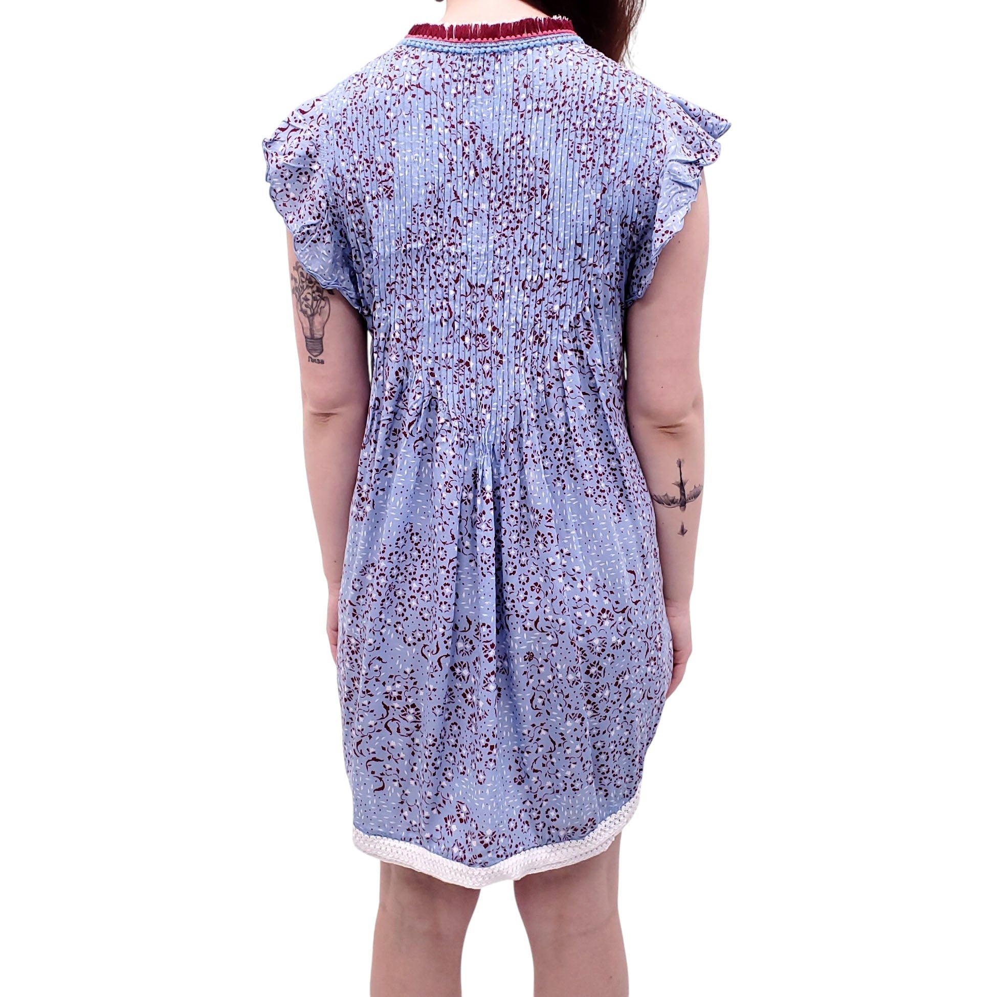 POUPETTE ST. BARTH BLUE DRESS WITH KNIT DETAILS - SIZE M
