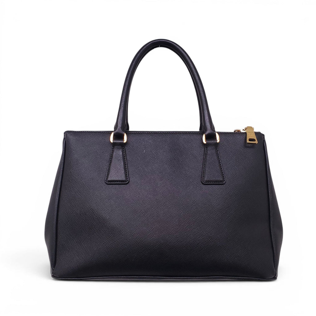 PRADA BLACK LEATHER GALLERIA SAFFIANO TOTE BAG