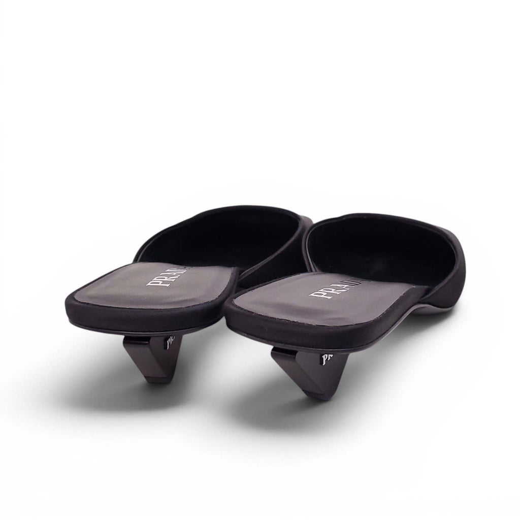 PRADA BLACK LOGO MULES - SIZE 39.5