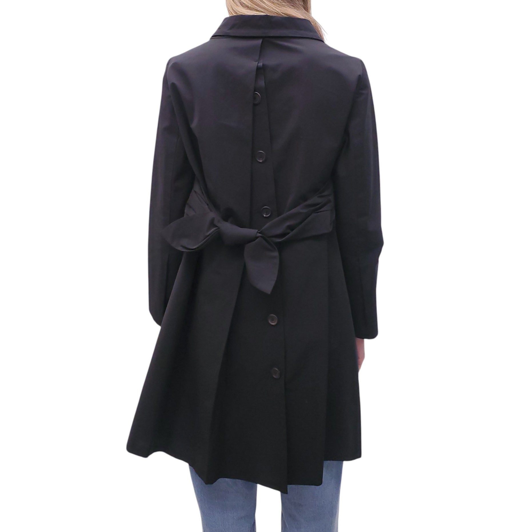 PRADA BLACK NYLON JACKET WITH BOW DETAIL
