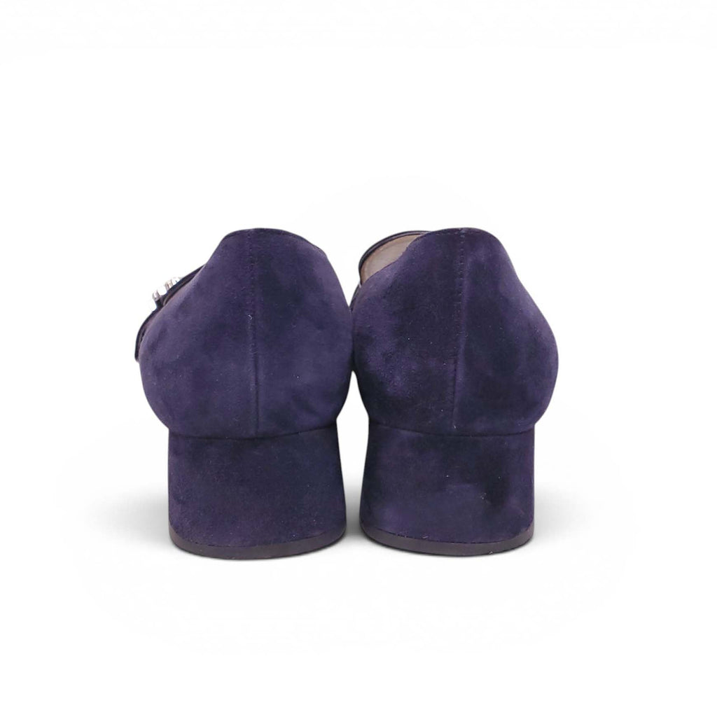 PRADA NAVY CRYSTAL SUEDE LOAFERS WITH CRYSTAL - SIZE 38