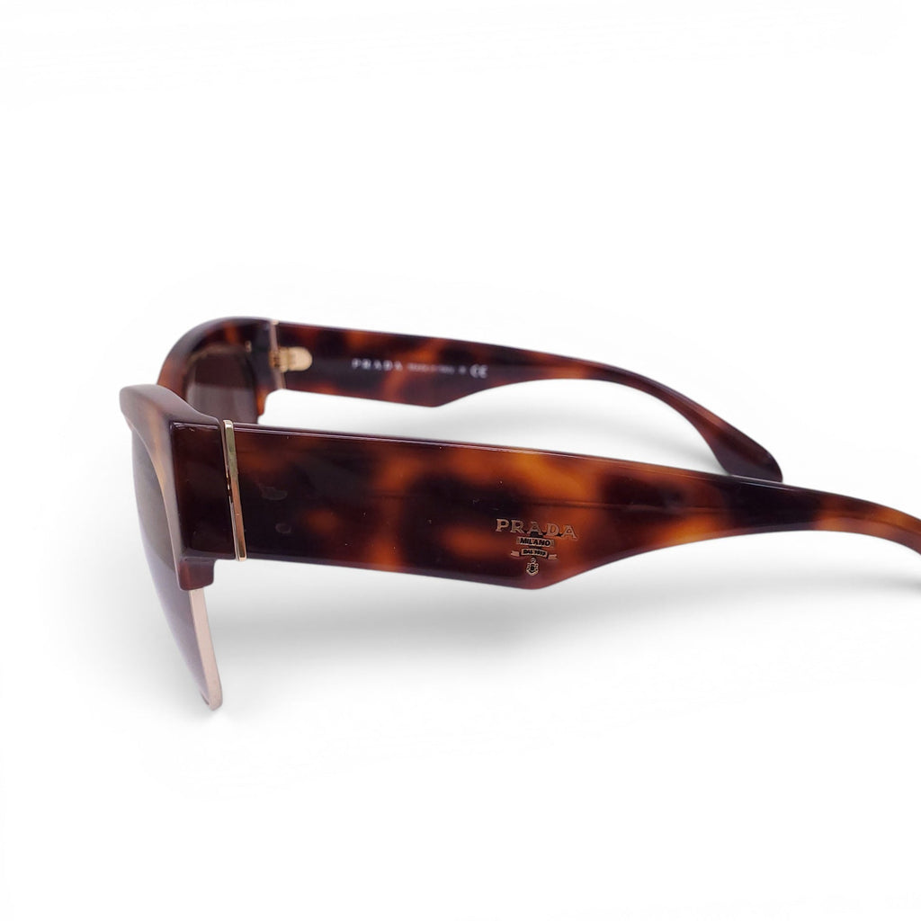 PRADA TORTOISE SHELL LOGO SUNGLASSES