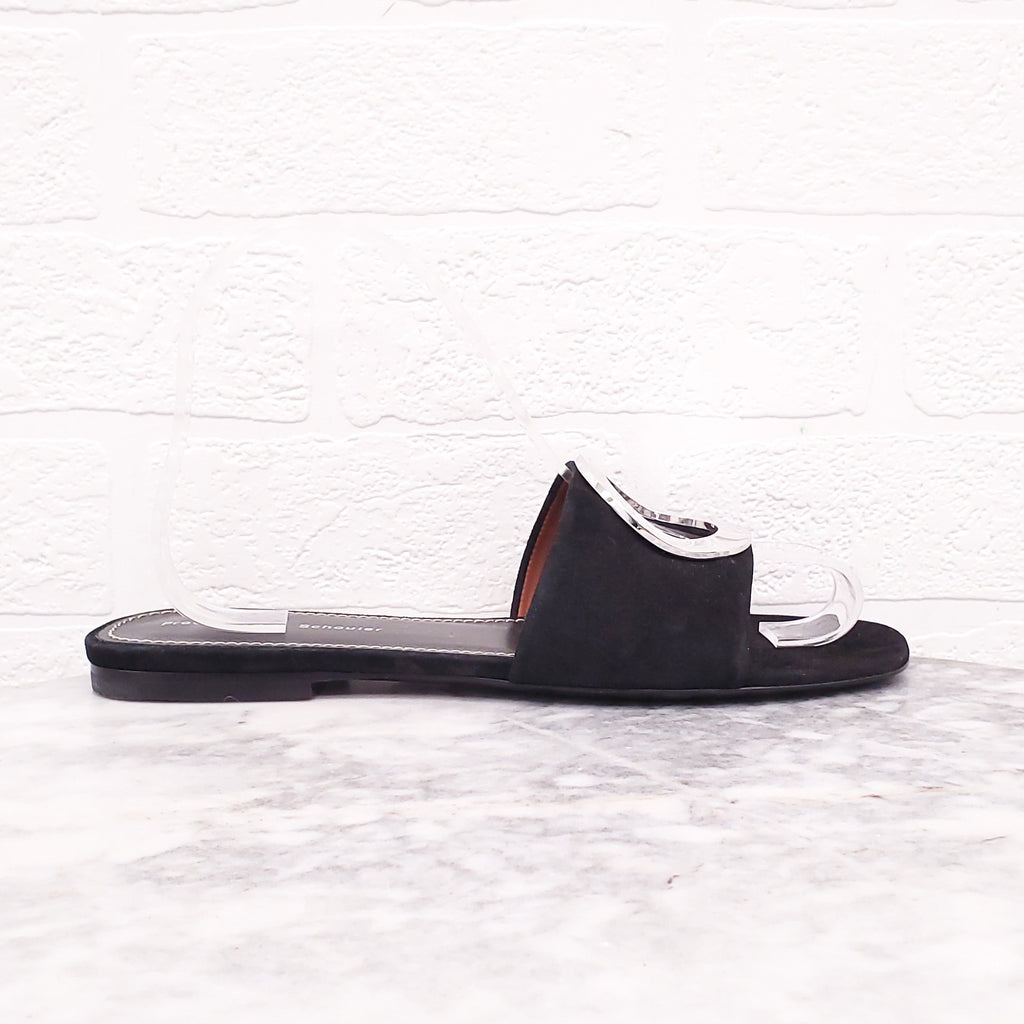 PROENZA SCHOULER BLACK SUEDE SLIDES - SIZE 36.5