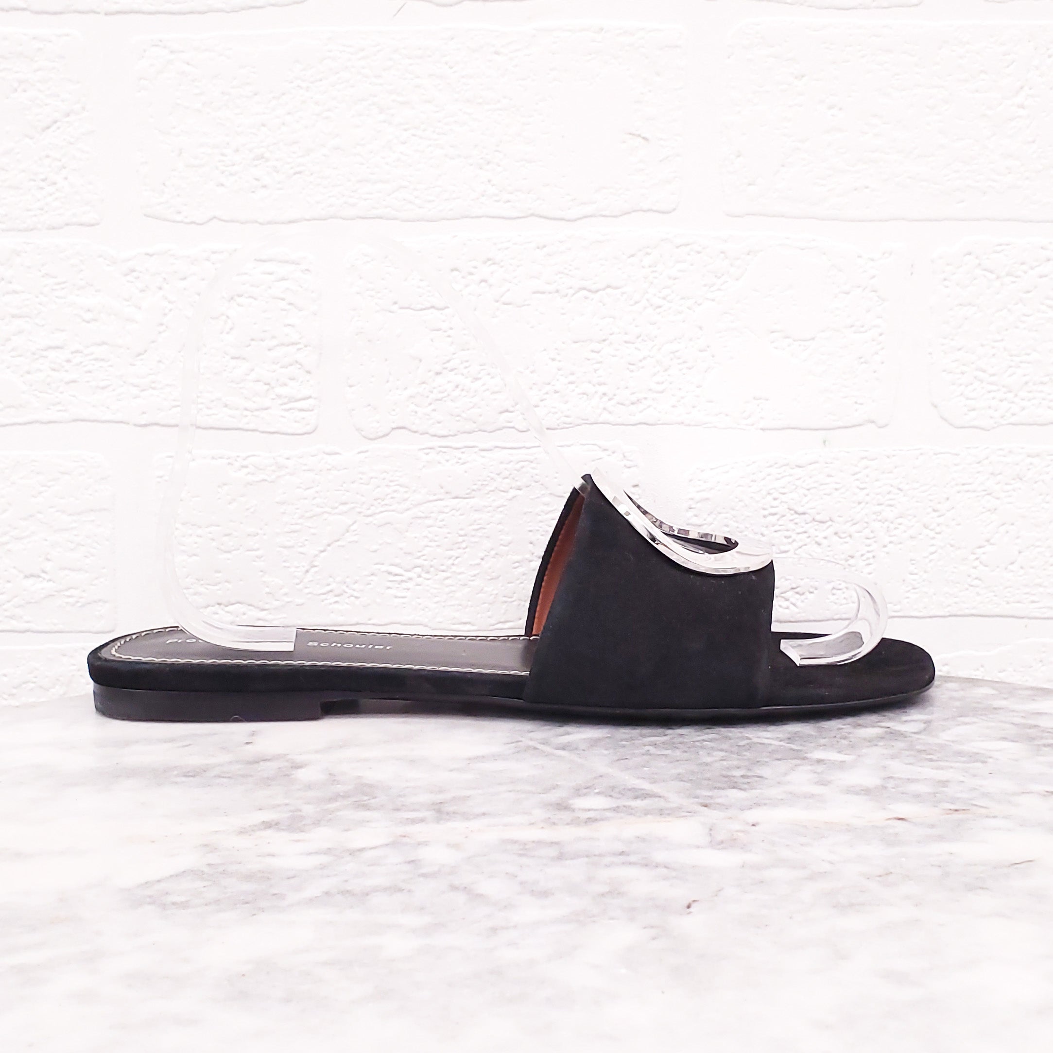 PROENZA SCHOULER BLACK SUEDE SLIDES - SIZE 36.5