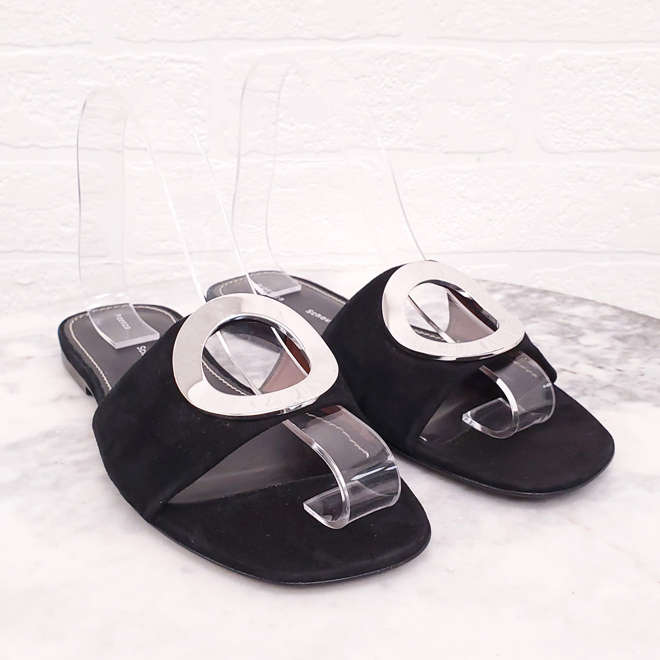 PROENZA SCHOULER BLACK SUEDE SLIDES - SIZE 36.5