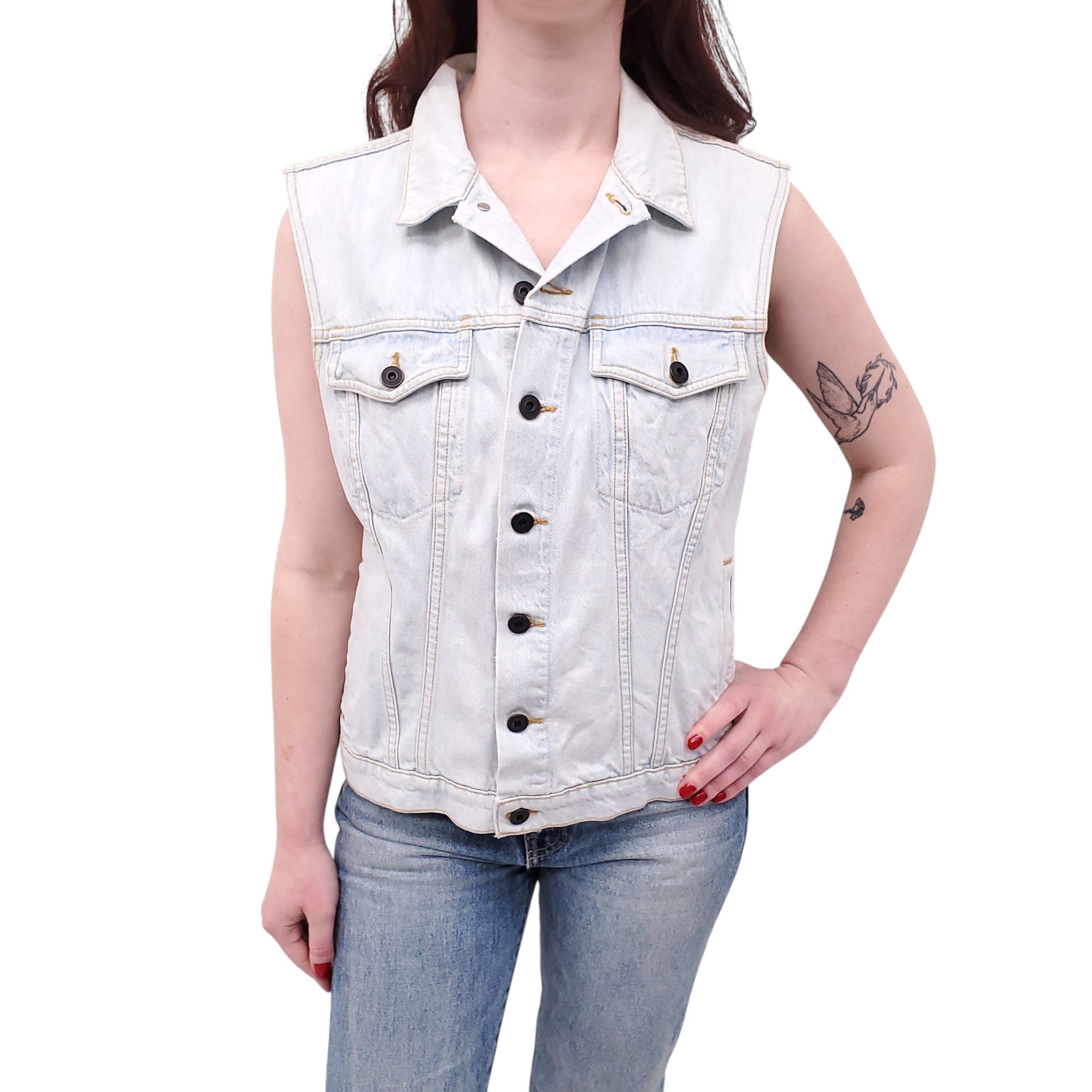 PROENZA SCHOULER LIGHT WASH DENIM VEST - SIZE S