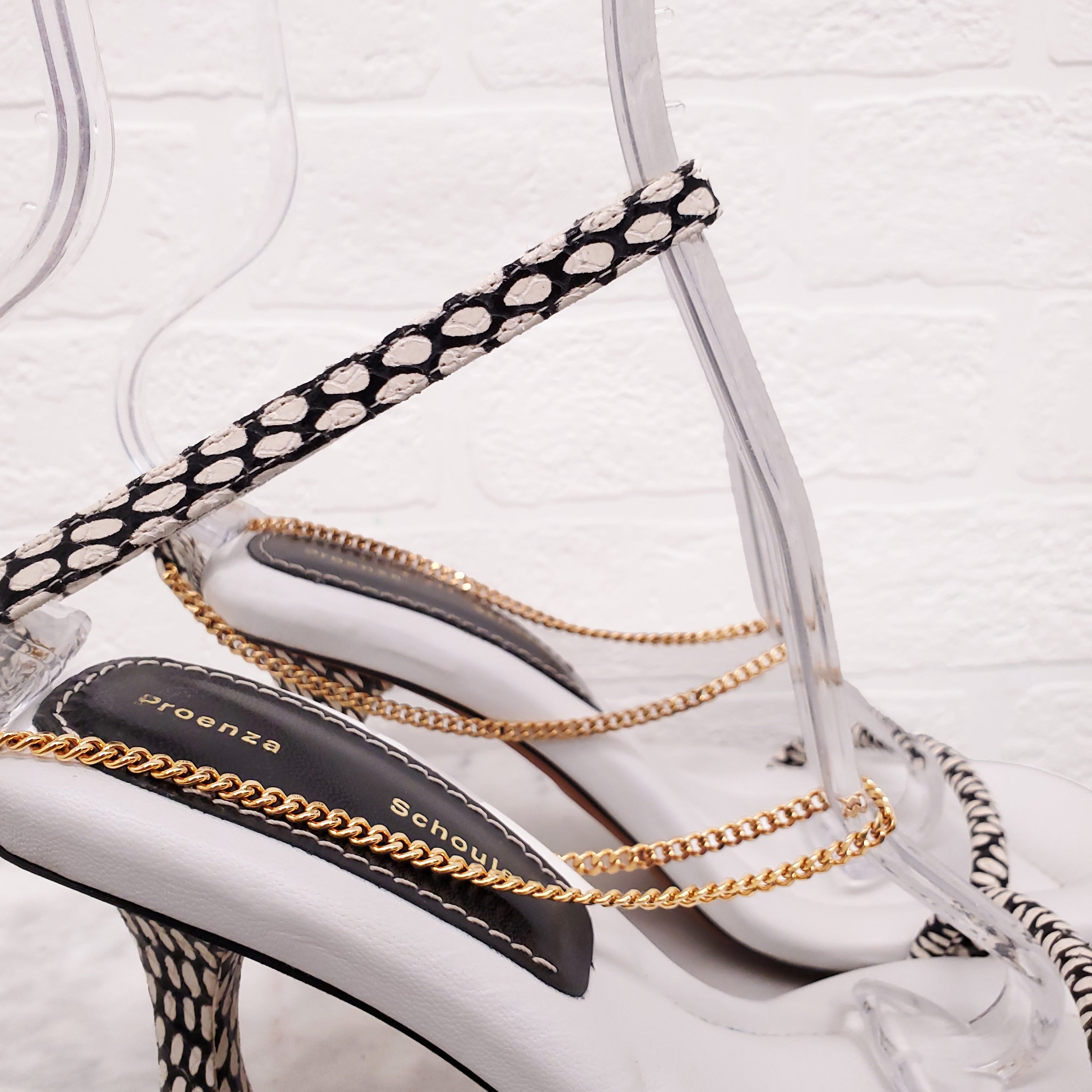 PROENZA SCHOULER WHITE CHAIN HEELS - SIZE 38