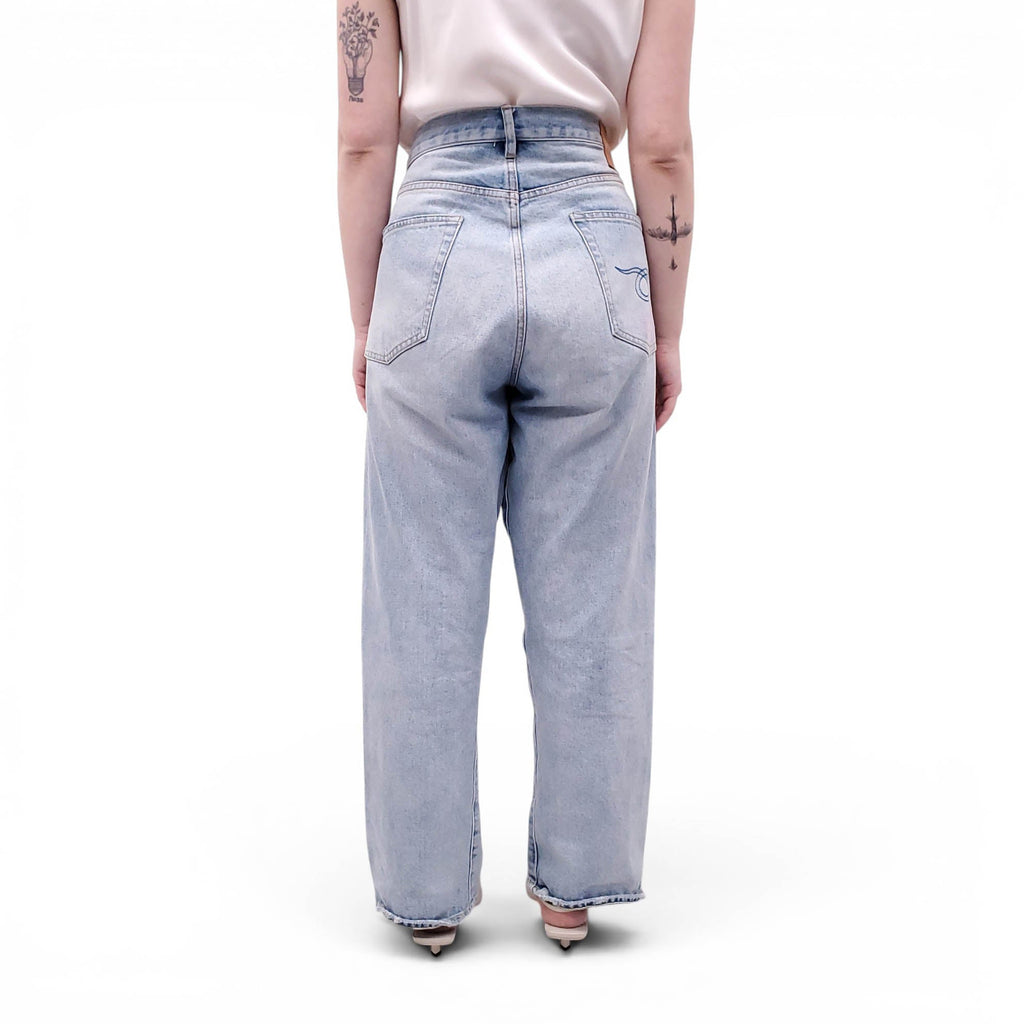 R13 LIGHT WASH 'CUFFED EX-BF' RIPPED JEANS - SIZE 30