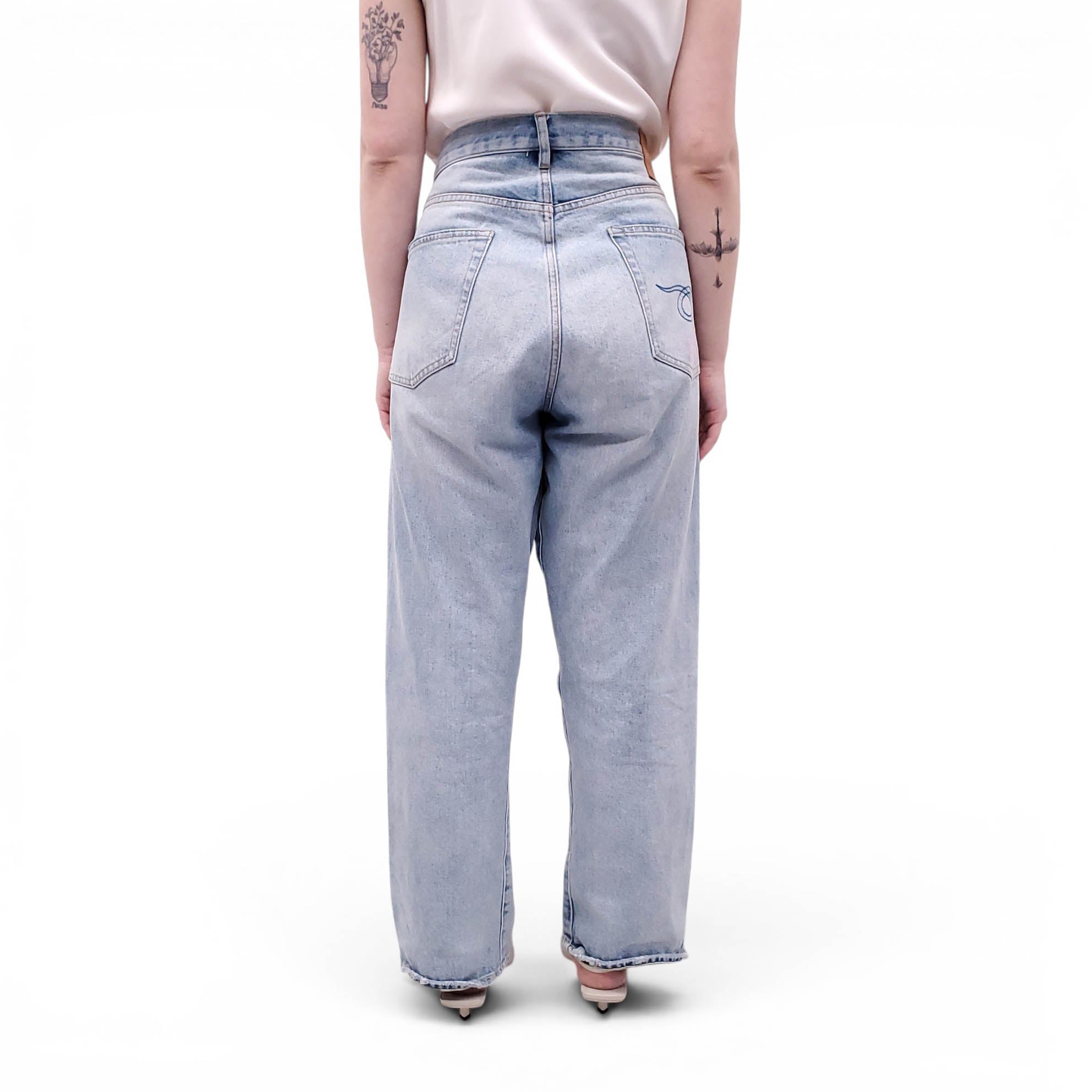 R13 LIGHT WASH 'CUFFED EX-BF' RIPPED JEANS - SIZE 30