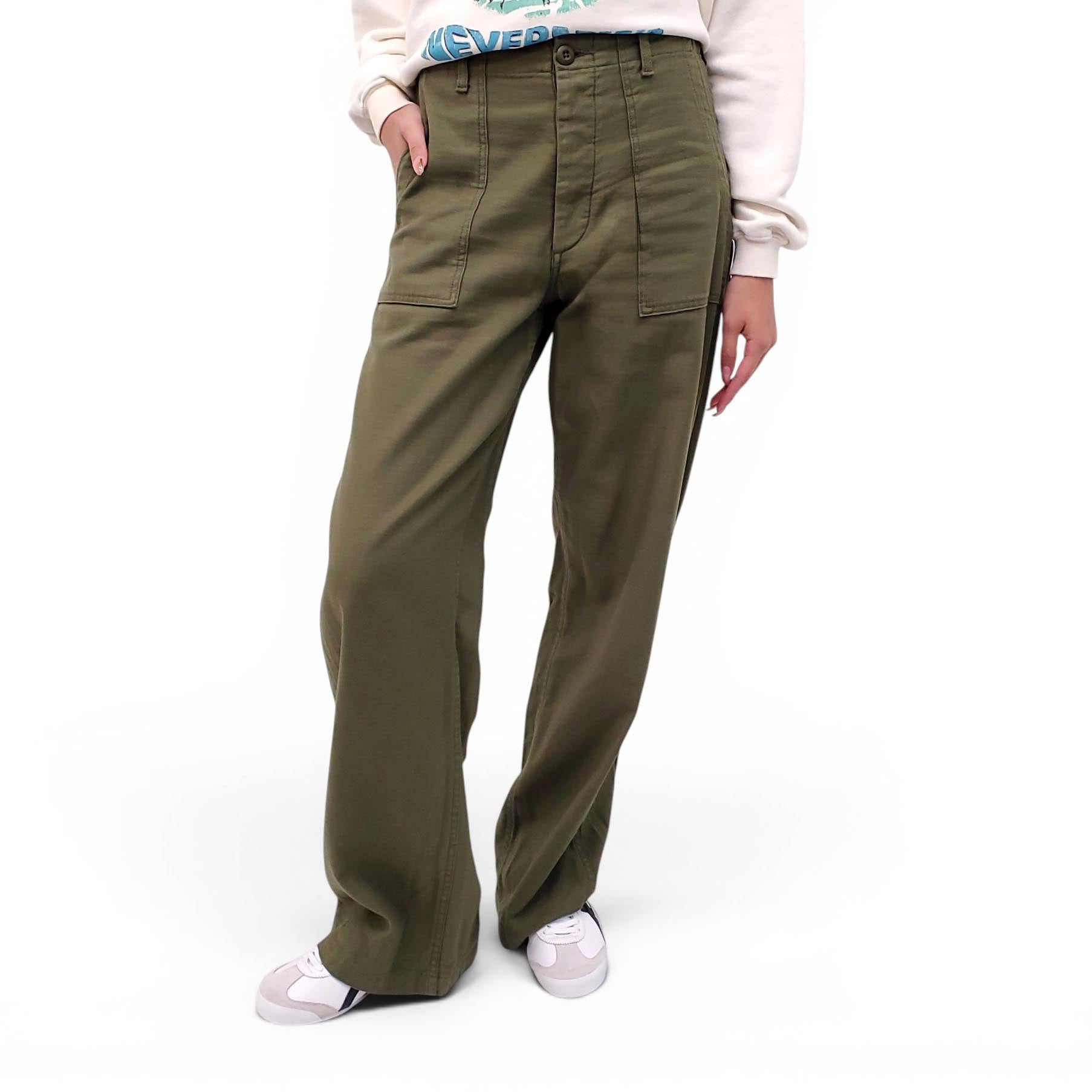R13 OLIVE GREEN WIDE LEG UTILITY PANTS - SIZE 24