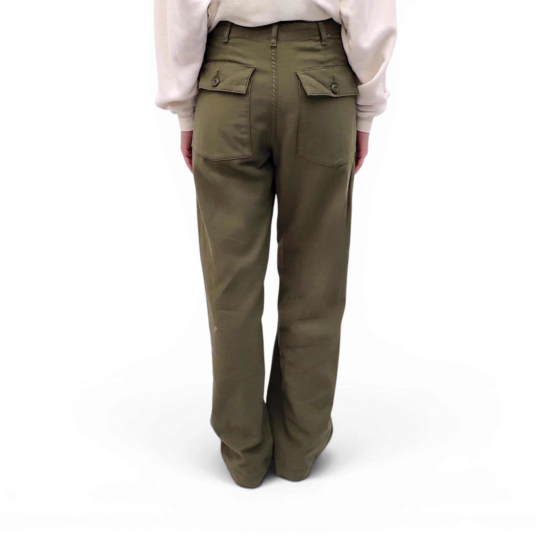 R13 OLIVE GREEN WIDE LEG UTILITY PANTS - SIZE 24