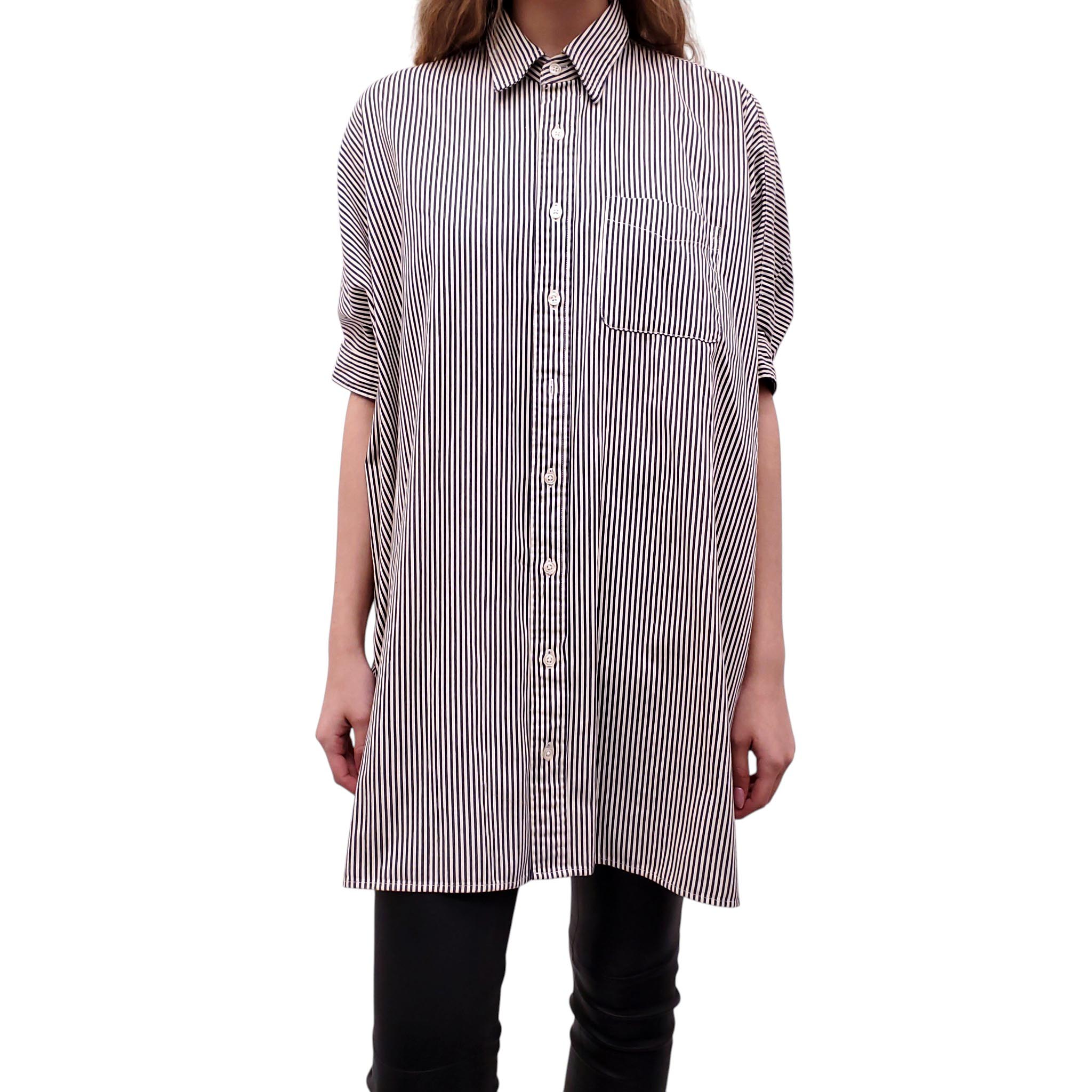R13 STRIPED OVERSIZED SHIRT DRESS - SIZE XS