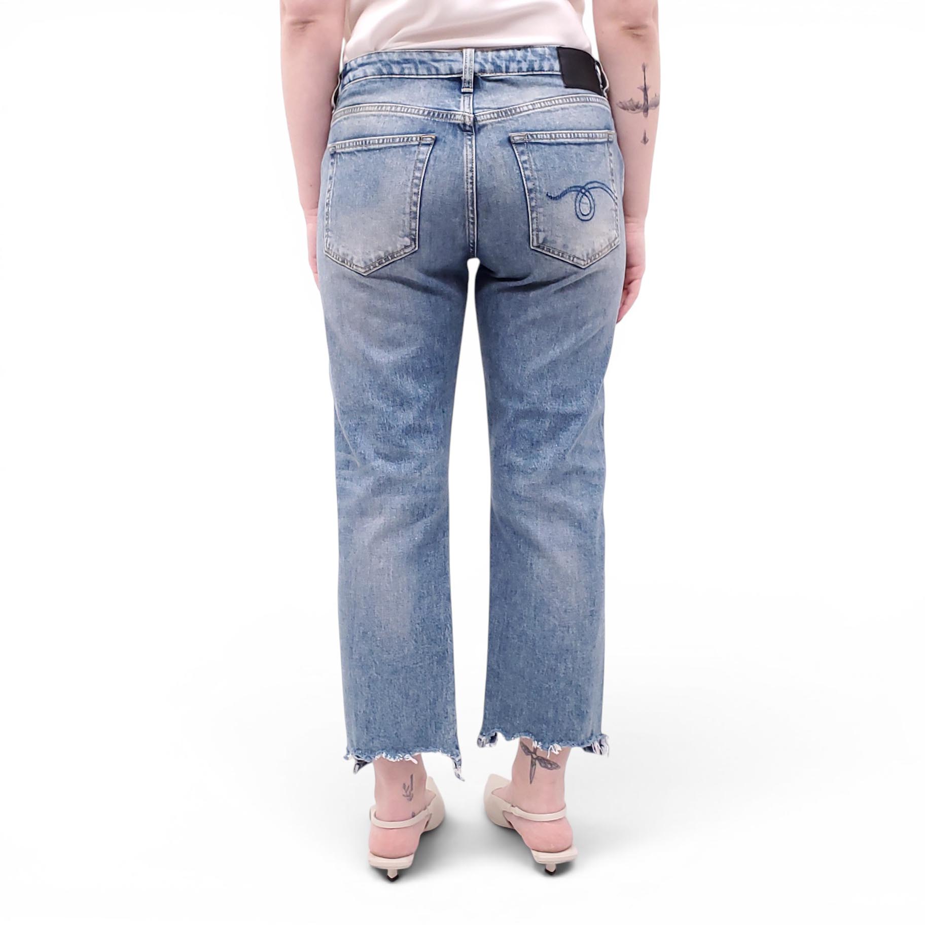 R13 'BOY STRAIGHT' JEANS WITH RIPS - SIZE 29