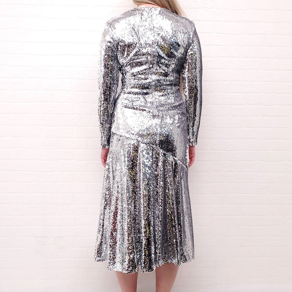 RACIL SILVER SEQUIN DRESS - SIZE 40