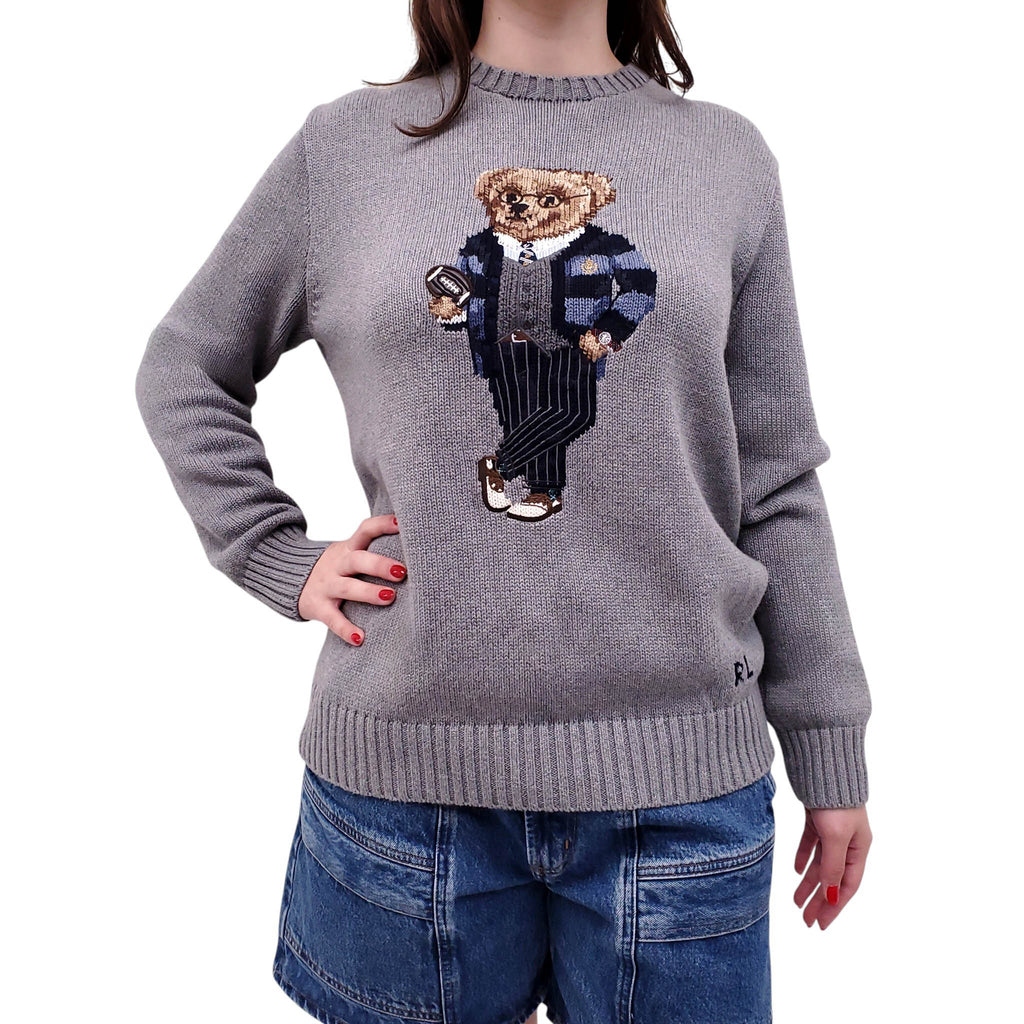 RALPH LAUREN GREY POLO BEAR SWEATER - SIZE M