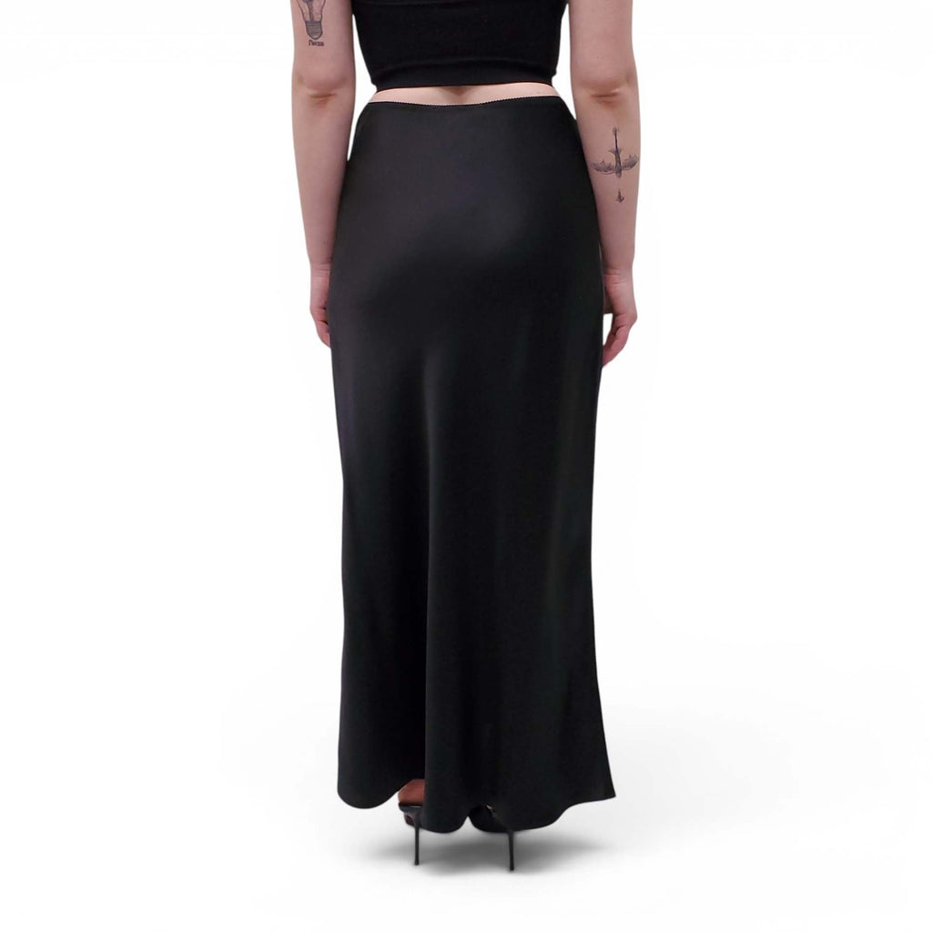 REFORMATION BLACK SATIN 'LAYLA' SKIRT - SIZE 8