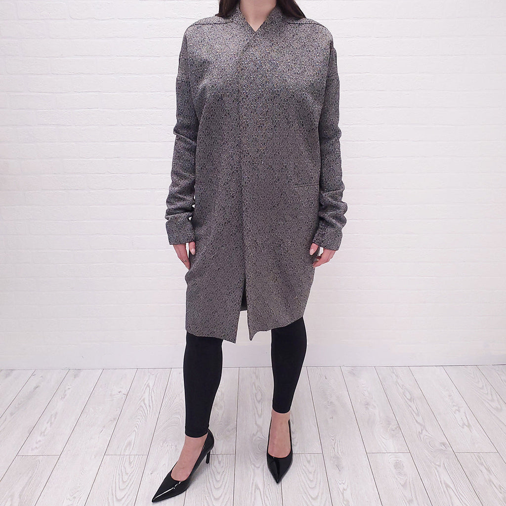 RICK OWENS BLACK/WHITE TWEED COAT - SIZE 8