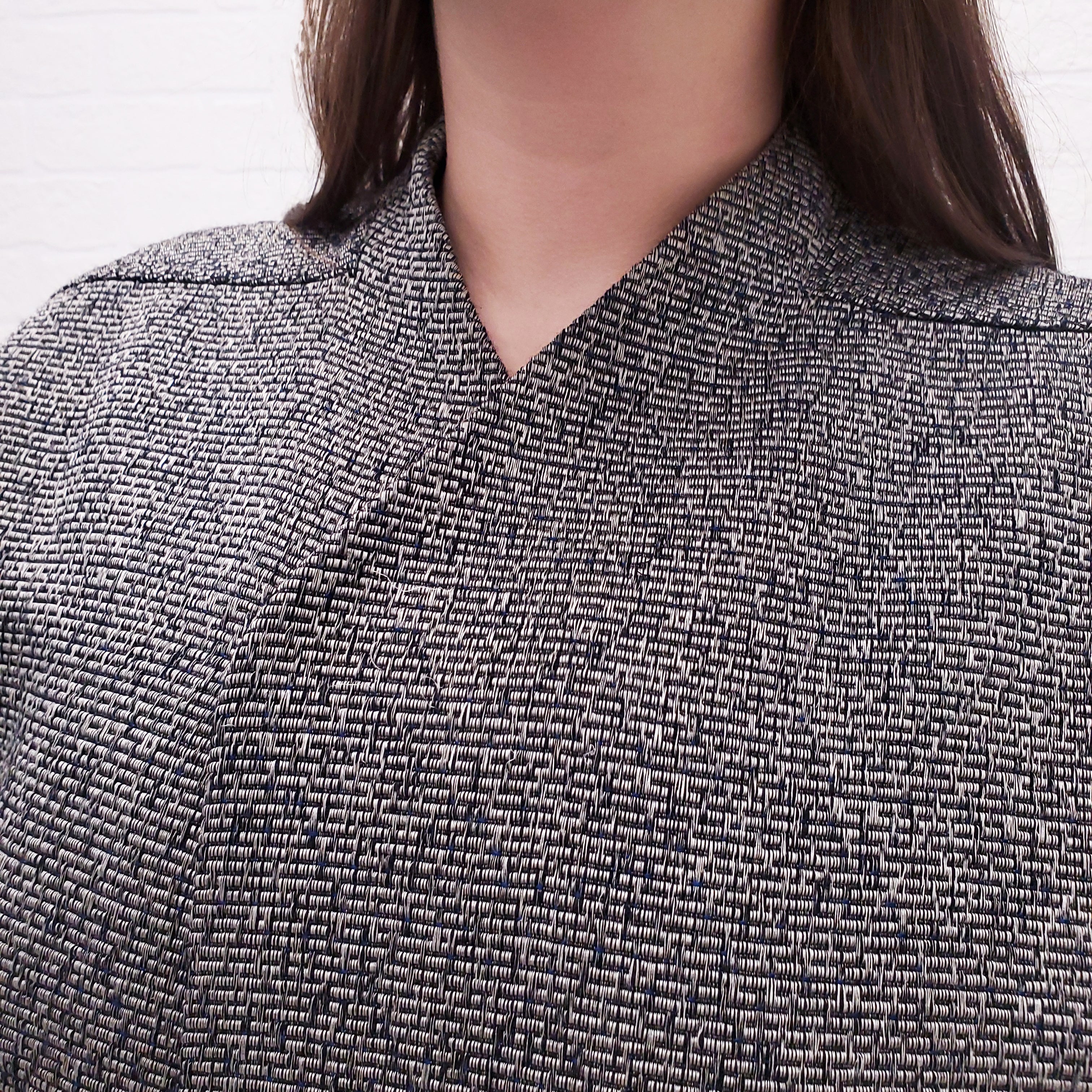 RICK OWENS BLACK/WHITE TWEED COAT - SIZE 8